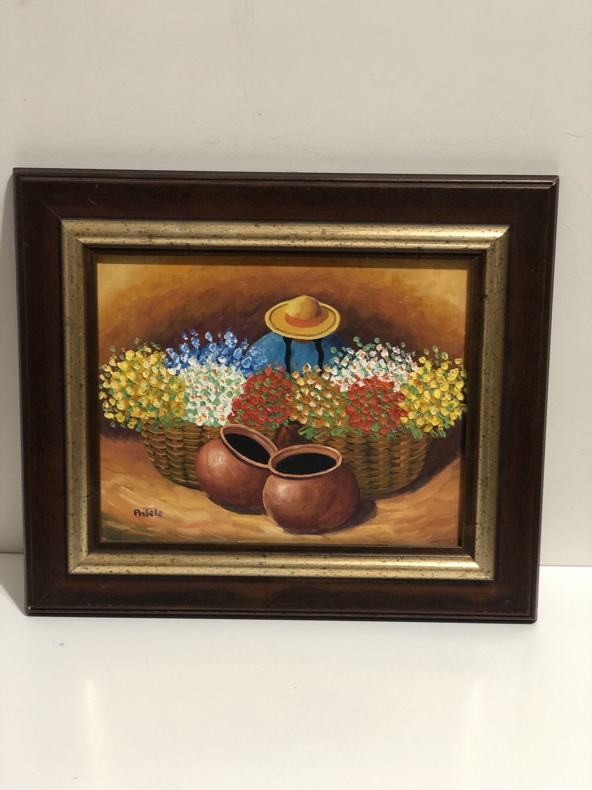 Beautiful Peruvian Folk Art Painting Signed by Estete