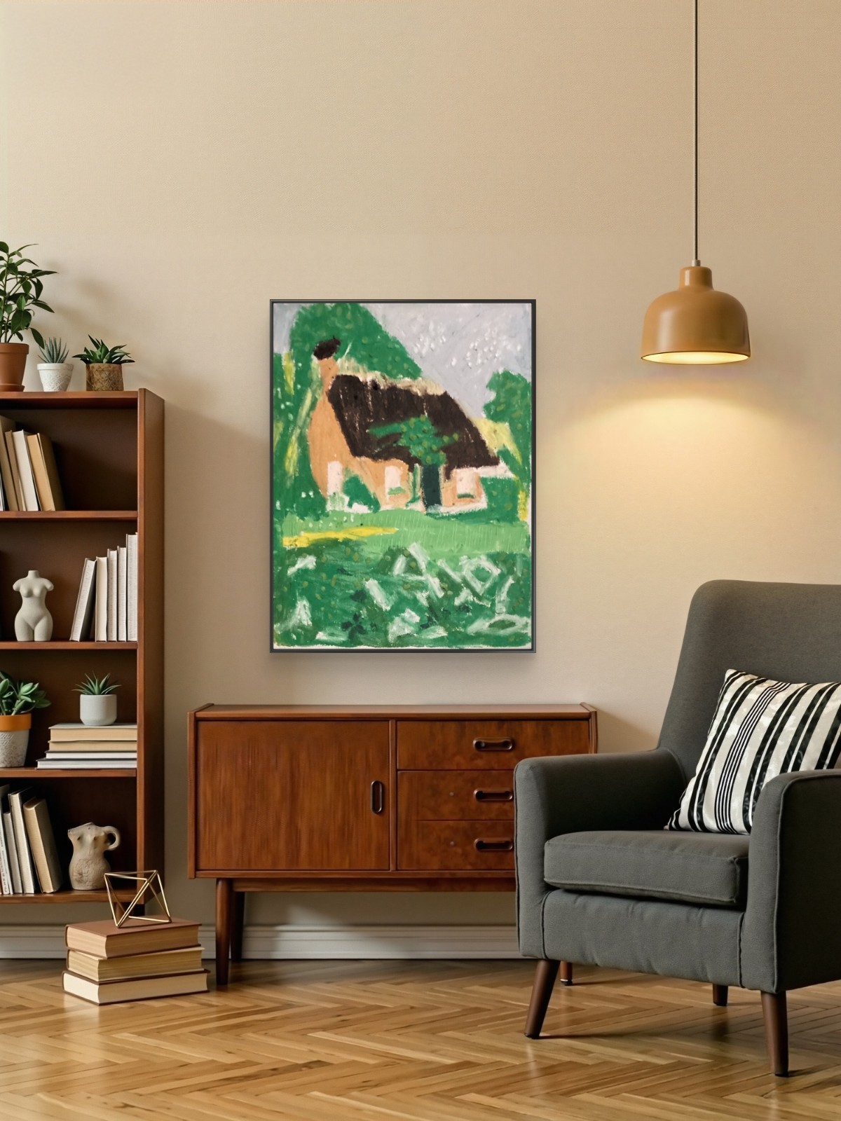 House Nature Architecture Abstract Landscape Original 11×14 Canvas Wall Art