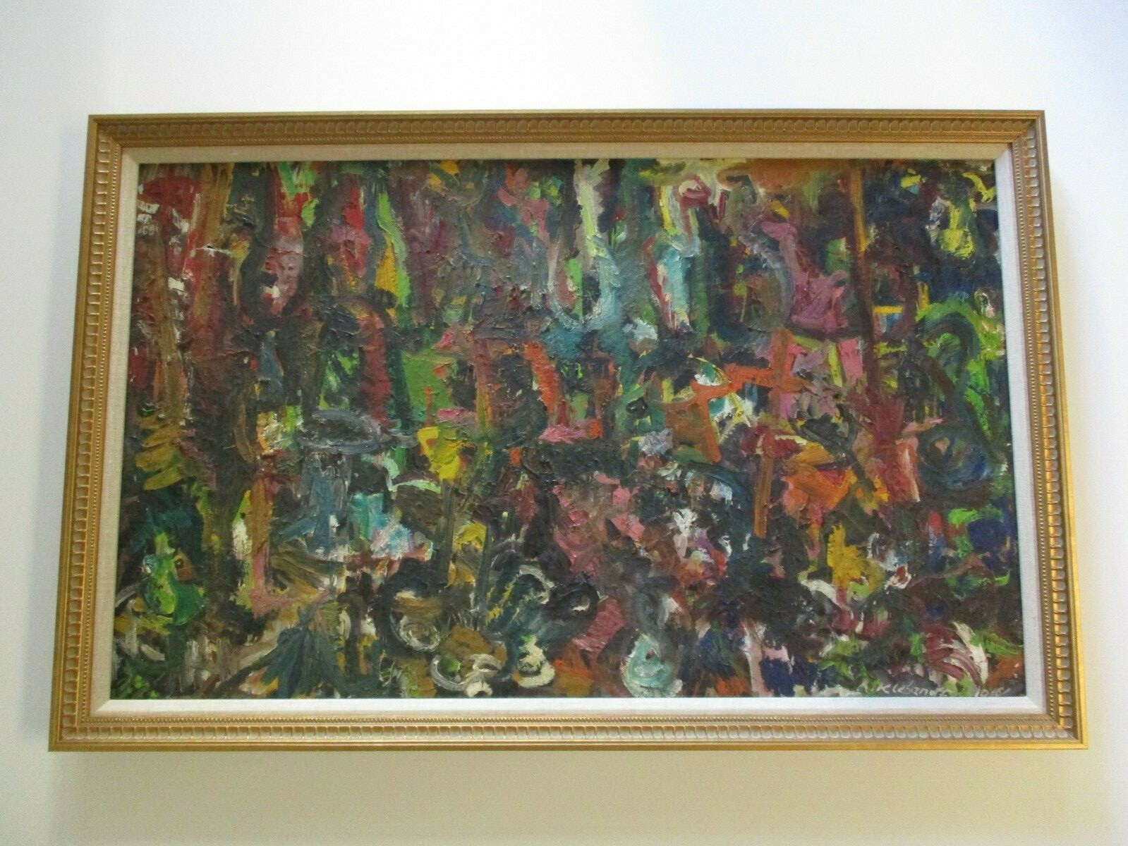LARGE OIL PAINTING ABSTRACT EXPRESSIONIST MODERNIST KLEBANOFF CHUNKY COLORFUL