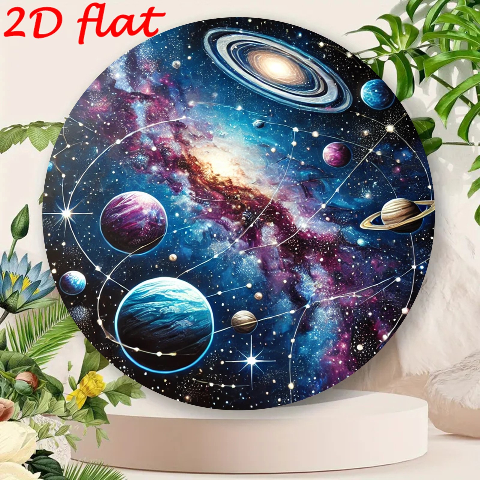 7.8×7.8 Inch Universe Starry Aluminum Wall Art for Space Theme