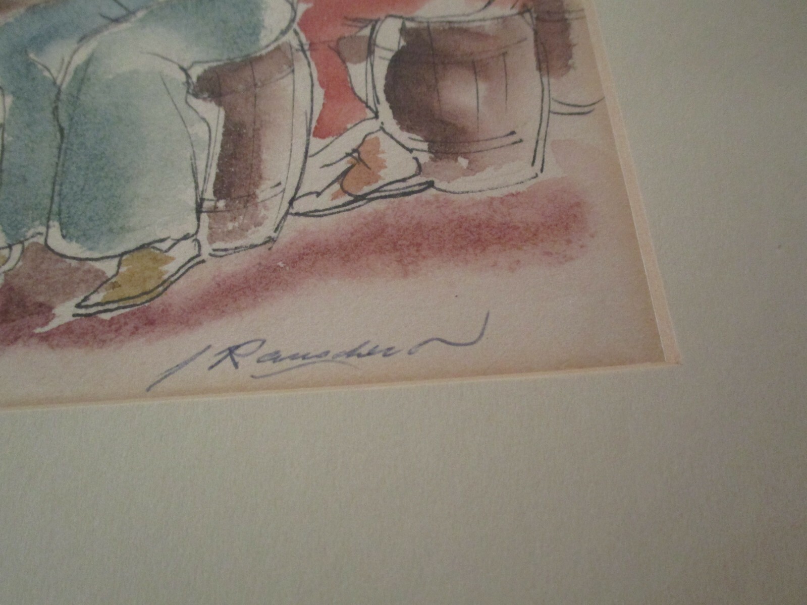 ANTIQUE PAINTING JULES RAUSCHERT WPA AMERICAN MASTER BAR PUB SOCIAL PORTRAIT