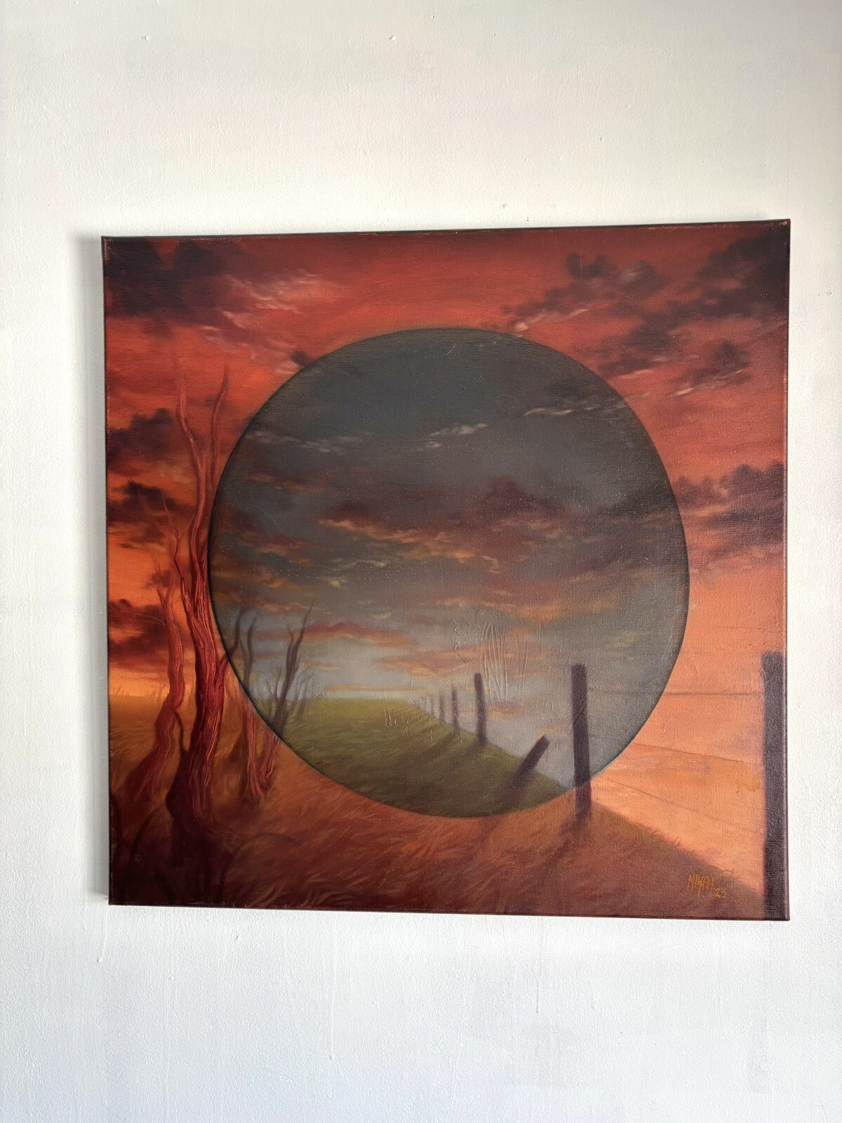 Original Surrealism Sky Clouds Landscape Oil Painting Fantasy Unique Art Mikahff