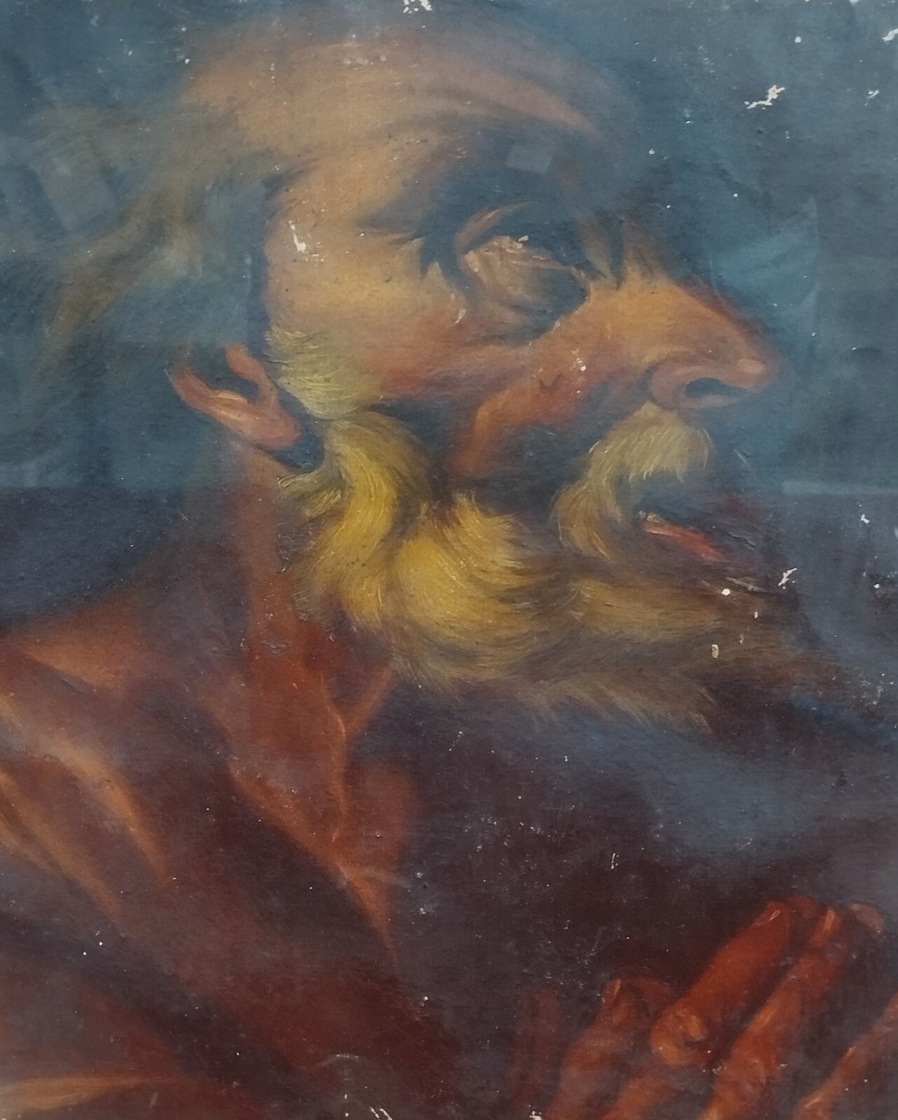 SAINT PETER. OIL PAINTING ON PAPER. ANONYMOUS. SPAIN. 19TH CENTURY