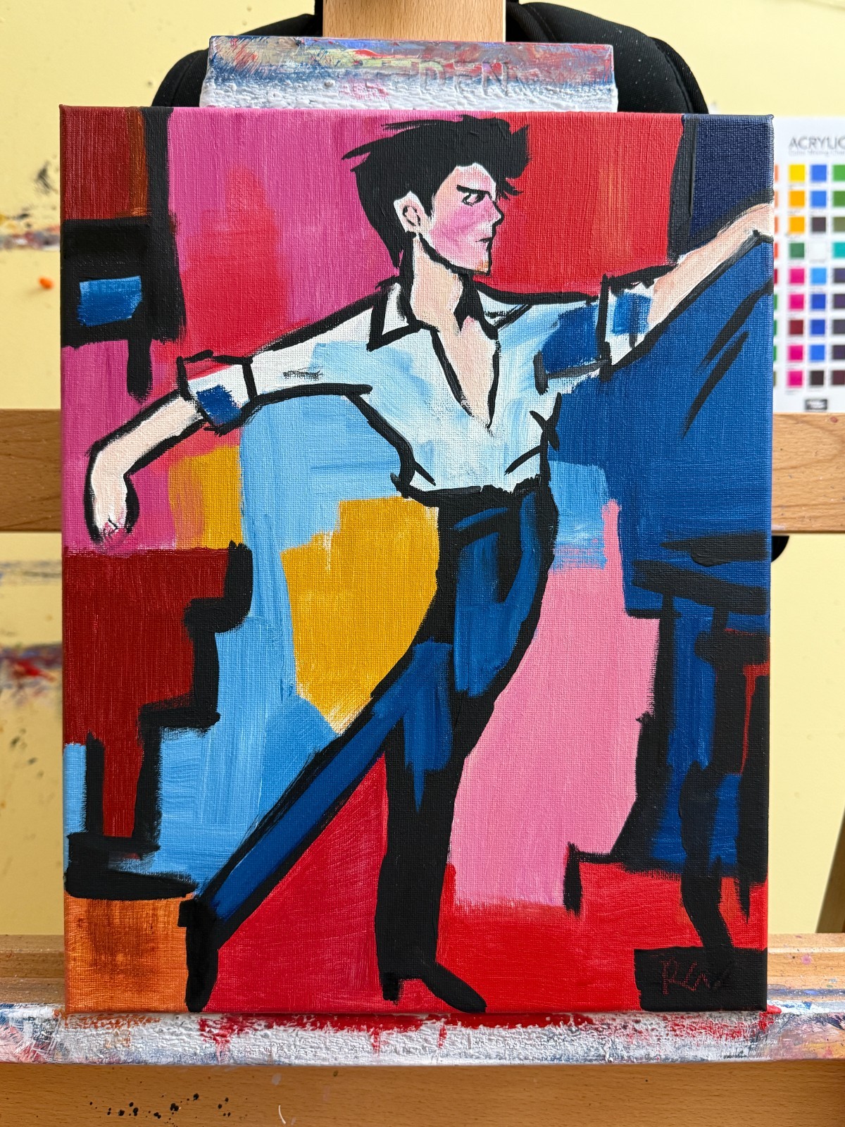 Original Expressionist Hand Painted 11×14 Acrylic Signed Canvas Art Opening Nigh