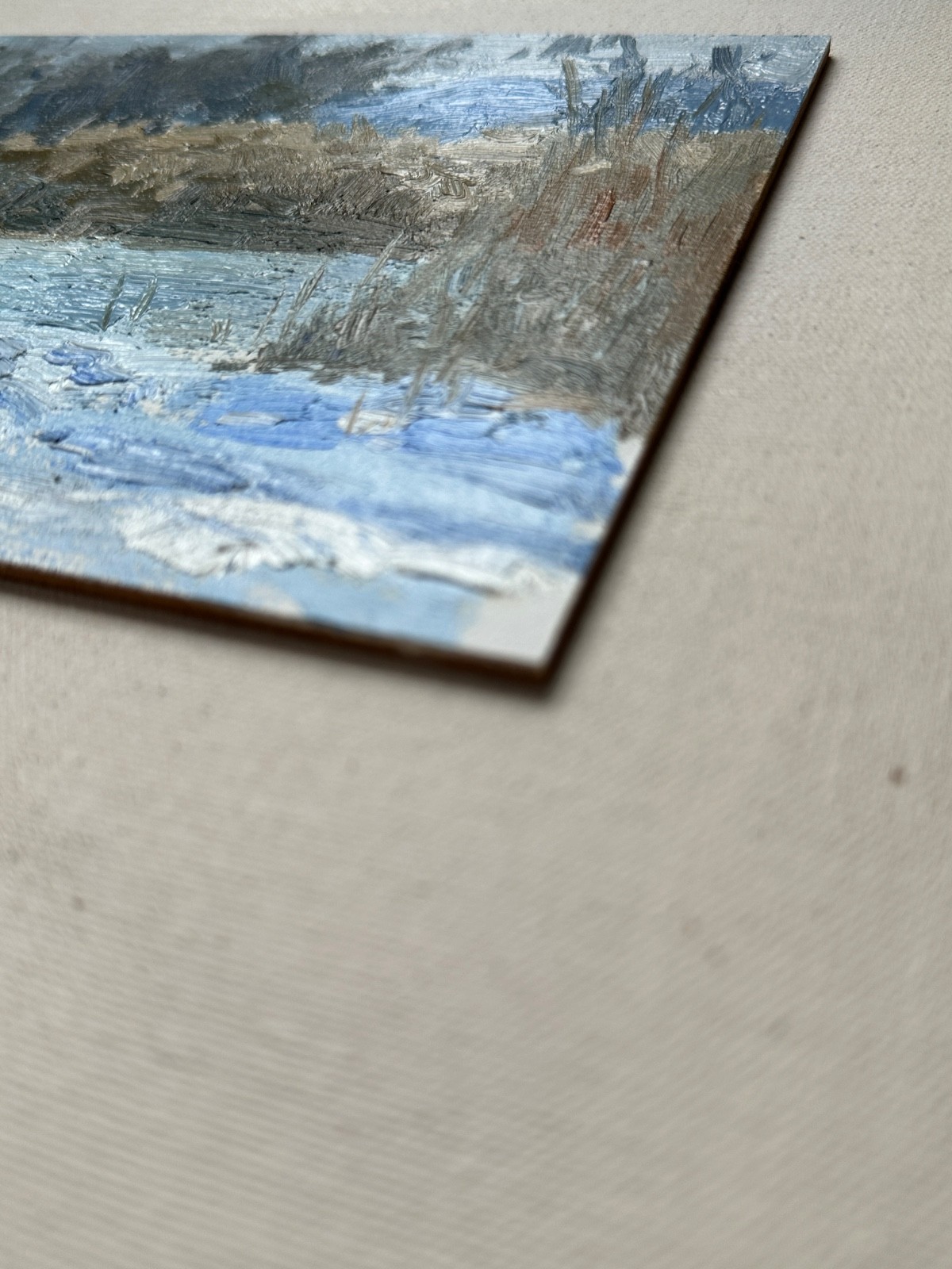 LANDSCAPE ORIGINAL PAINTING Impressionism Art Oil winter snowy etude 6*8 inch