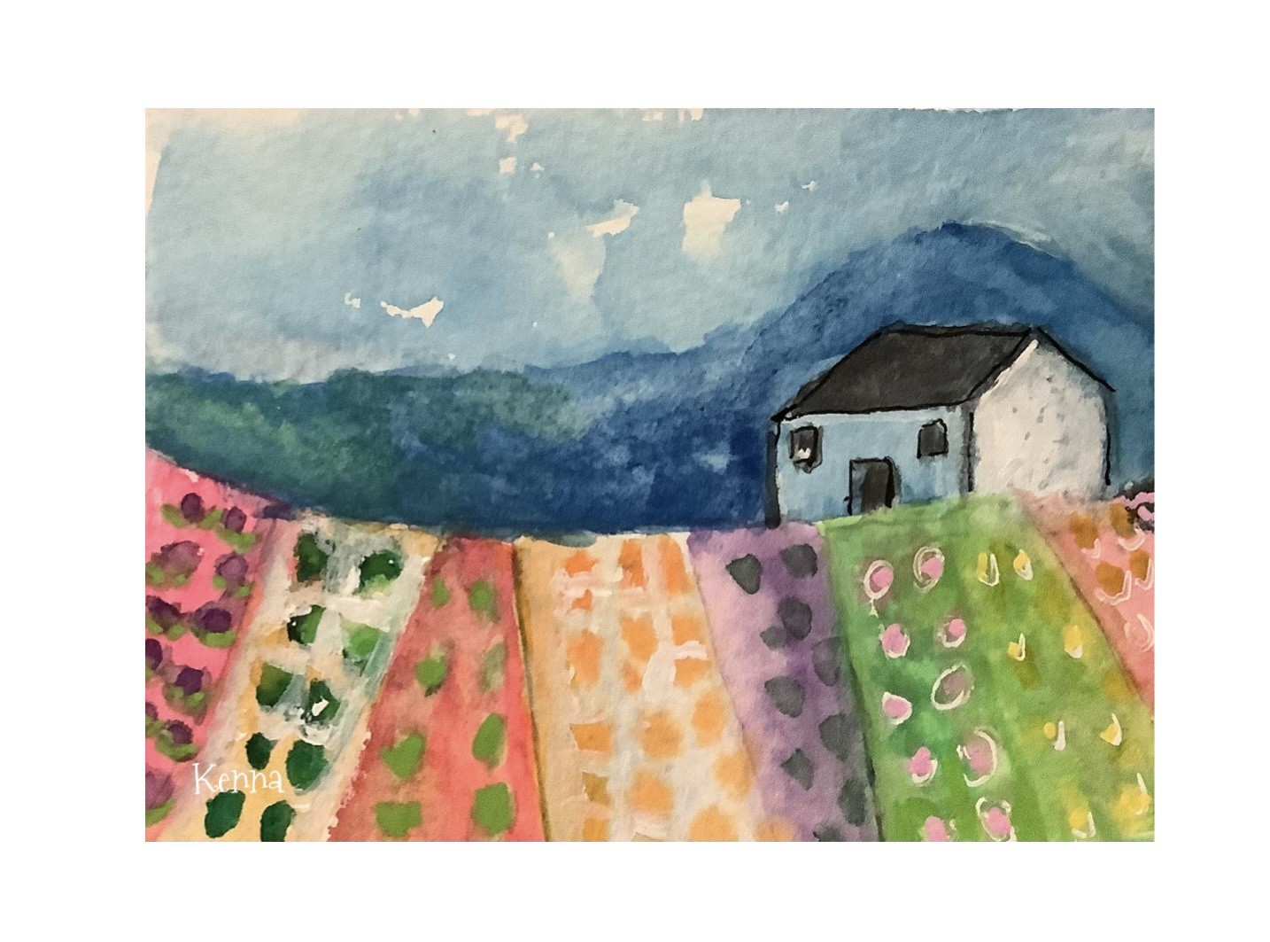 ACEO Painting By Kenna Art Cottage 2.5” X 3.5” Signed Original ÀTC