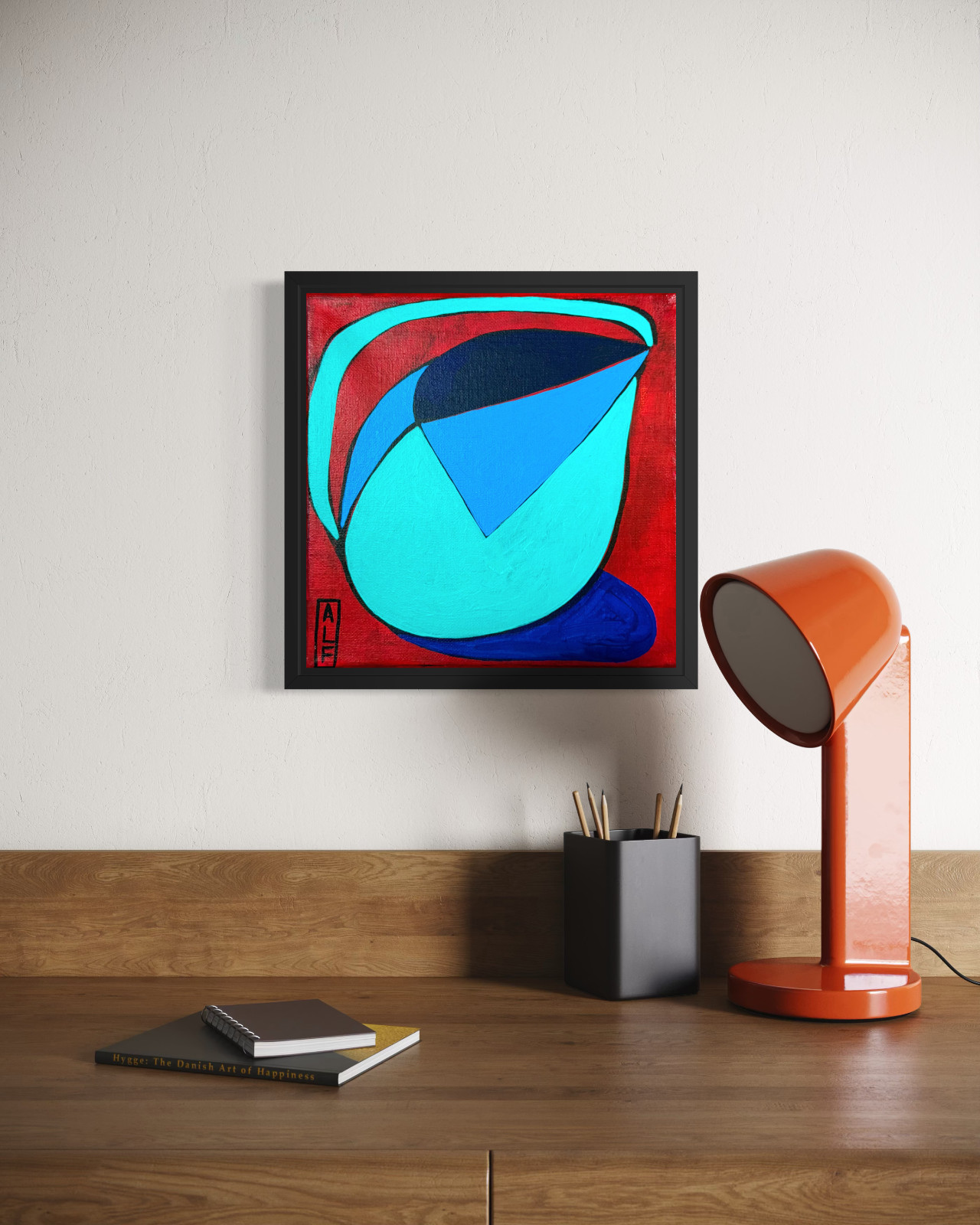 Original Modernist Cubist Still Life Acrylic Painting Canvas 8×8 Pop Wall Art