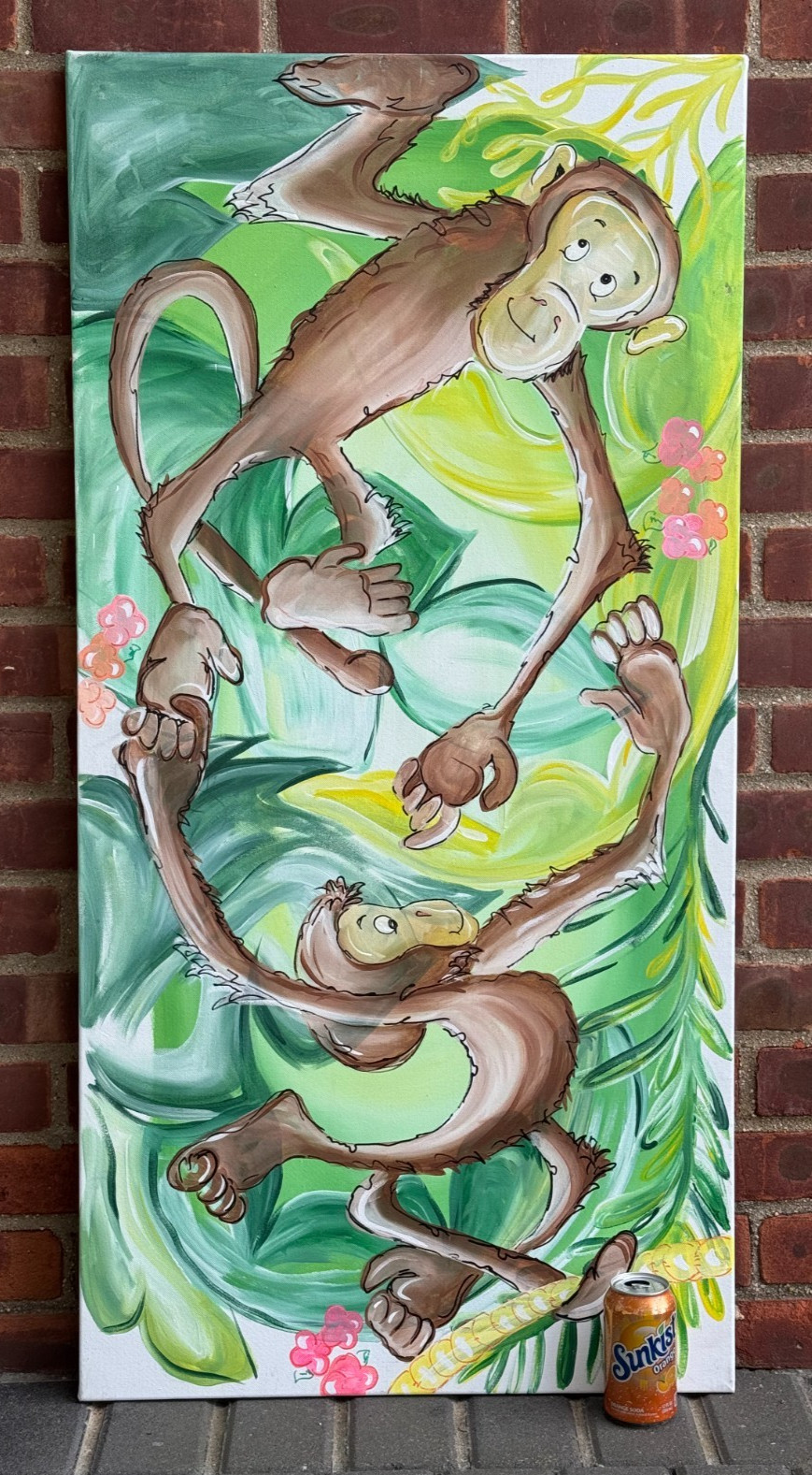 JUNGLE MONKEY ORIGINAL PAINTING SCHOOL NURSERY DAYCARE KINDERGARTEN KIDS ROOM 2
