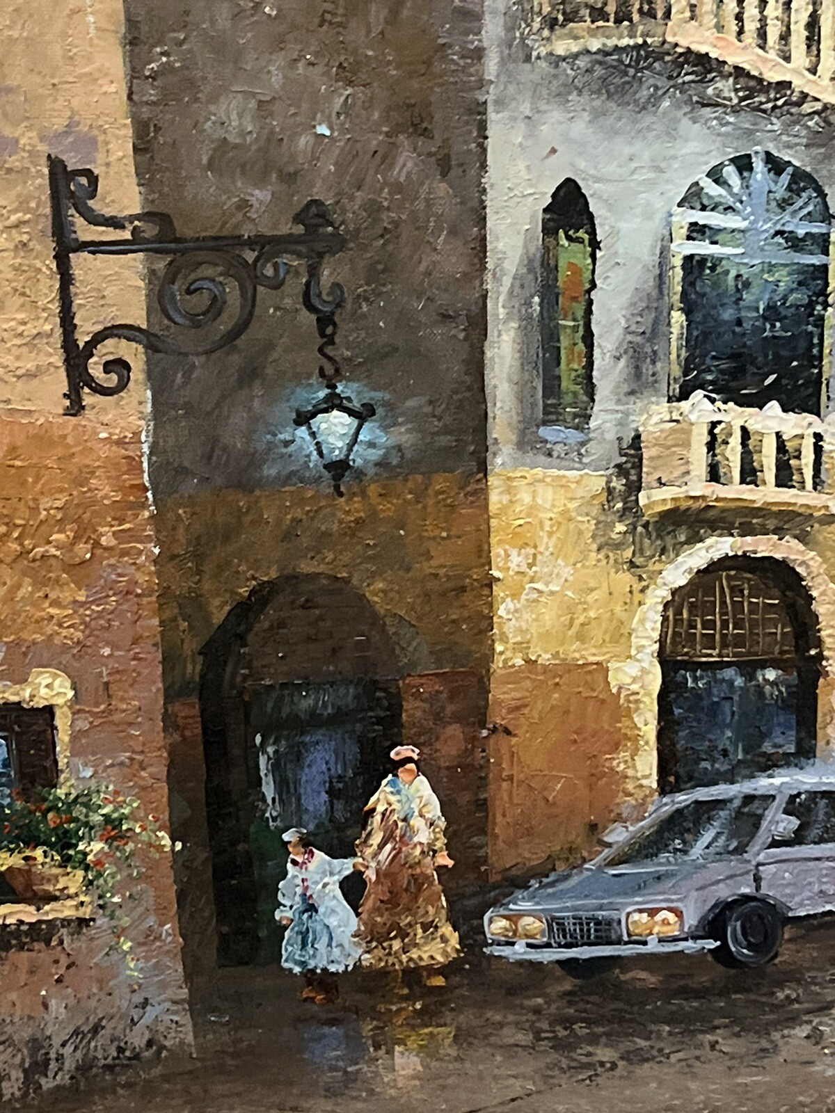 FINE LARGE SWEDISH STREET SCENE SIGNED BY :LIMIAN FINE DETAILS SIZE:69″ X 47″