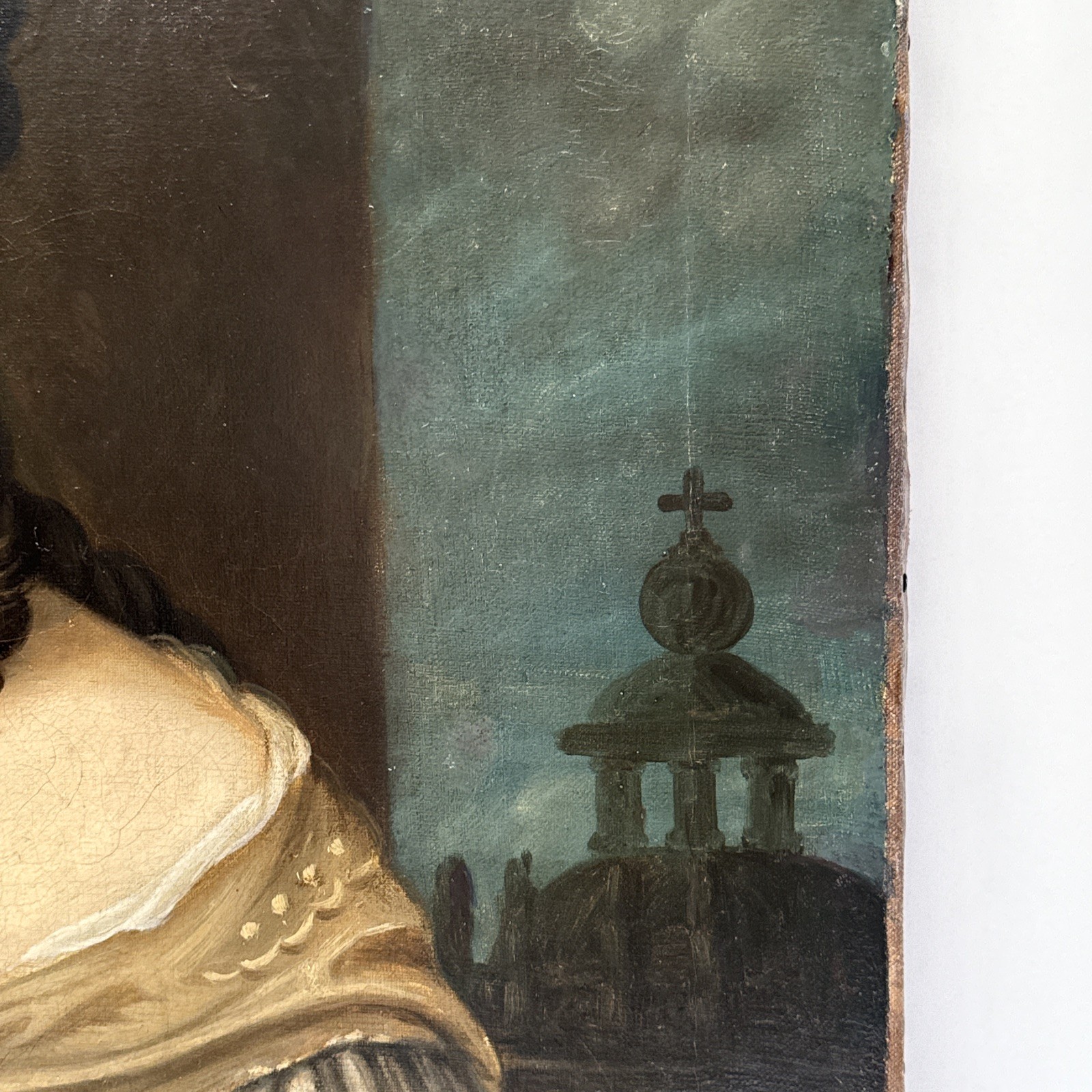 Old Master Painting Queen Crown Madonna Church Iconic 17th 18th Century Antique