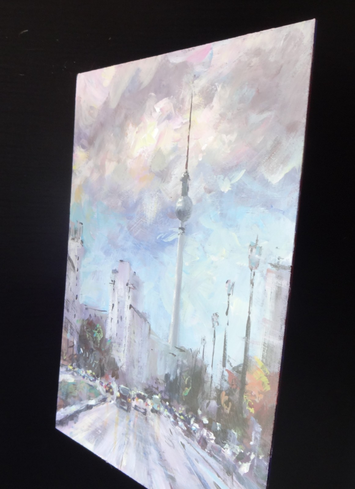 Gerry Miller – «TV Tower Berlin», acrylic paint. Landscape. 30×40 cm – Without frame.