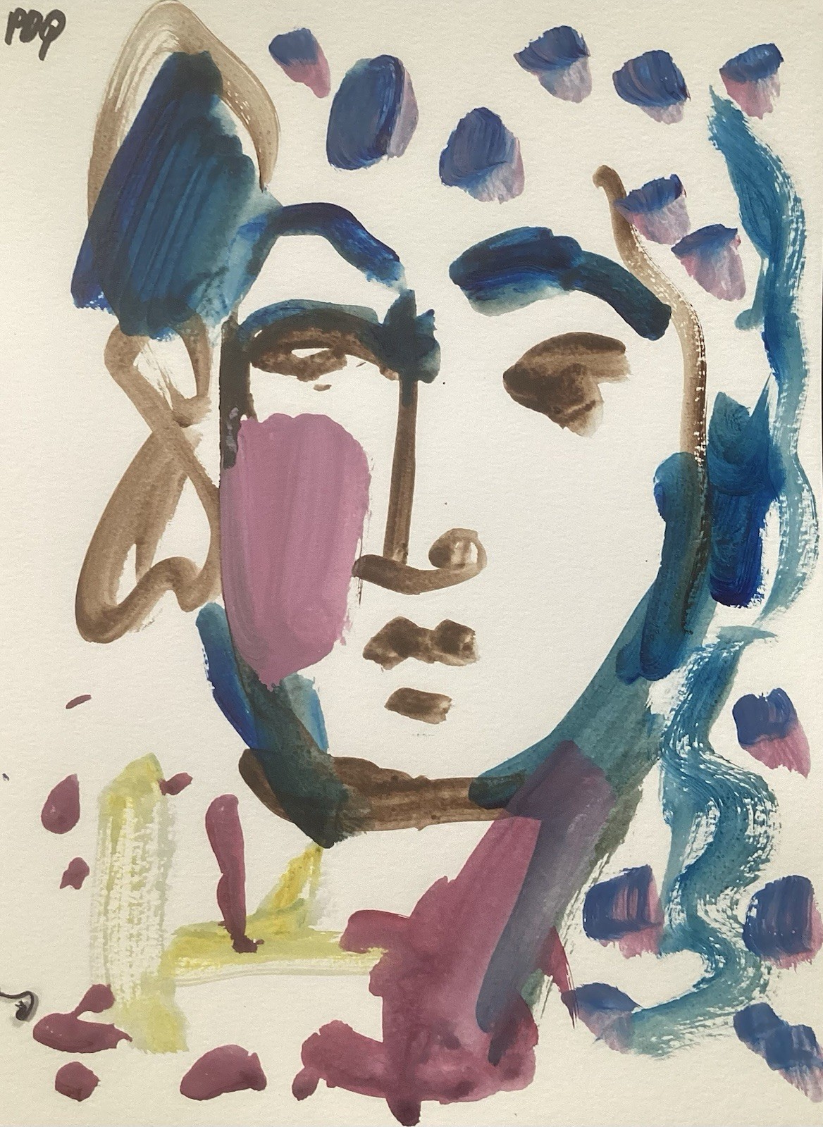 PDQ Artist Original Painting Figurative Person Face Abstract Acrylic 9×12 Paper