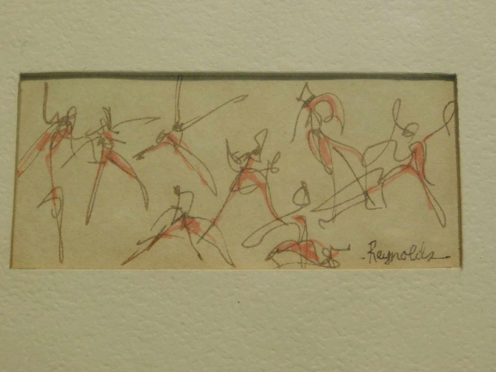 VTG BALLERINA PAINTING SMALL WATERCOLOR INK FRAMED BALLET REHEARSAL 6×8 WARM UP
