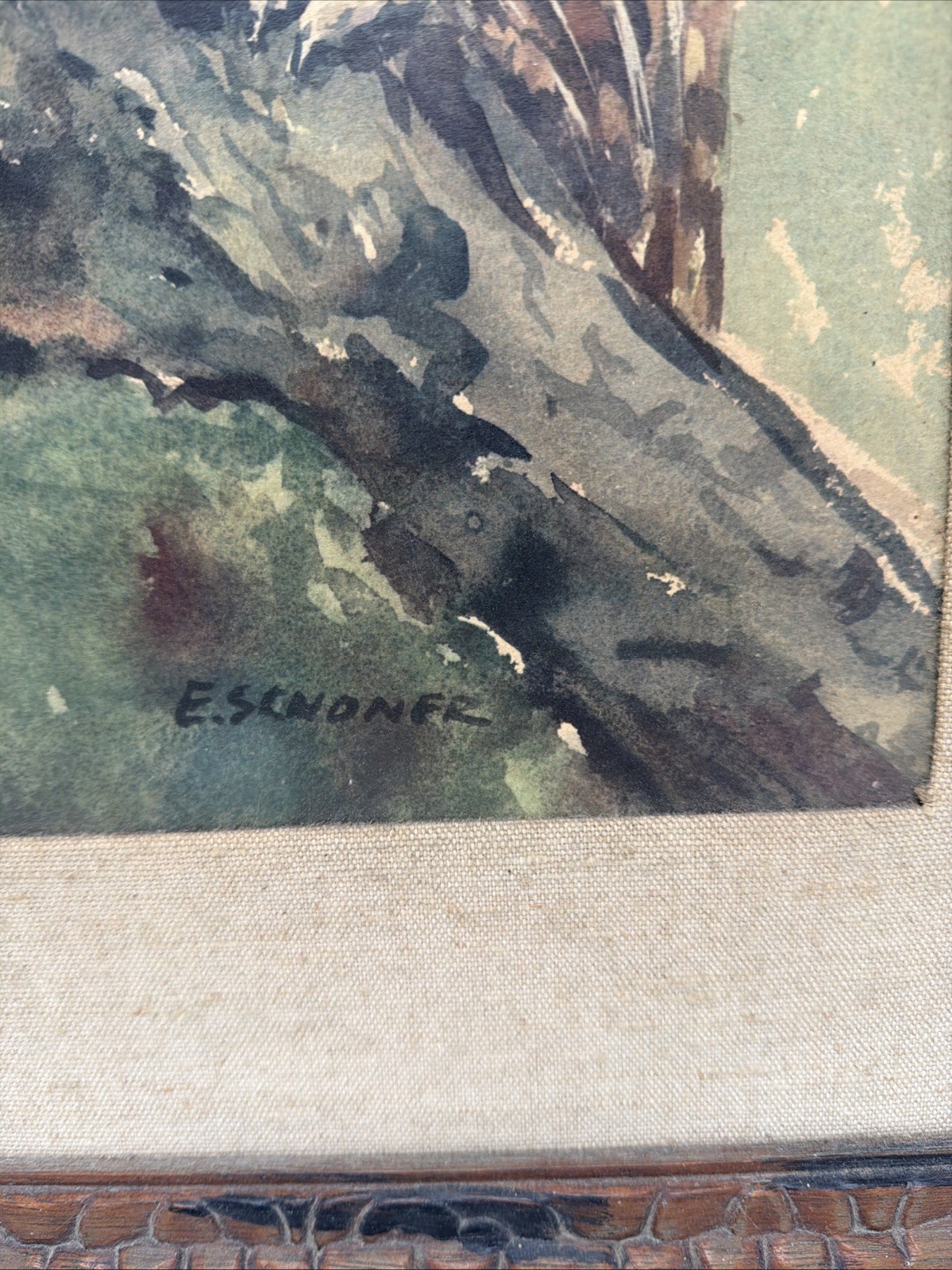 E Engelbert Schoner Signed German Impressionist Pair Owls Forest Listed Artist
