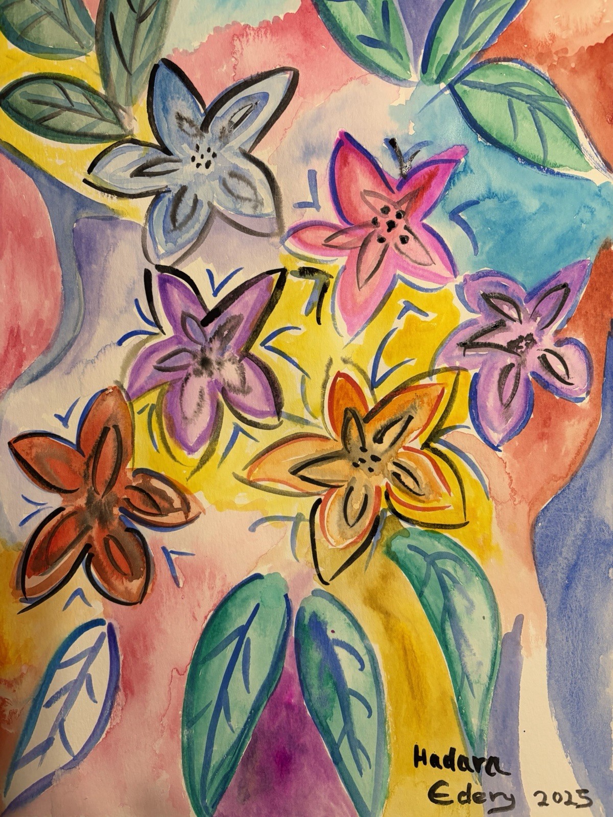Original Water color Flowers painting signed by the artist
