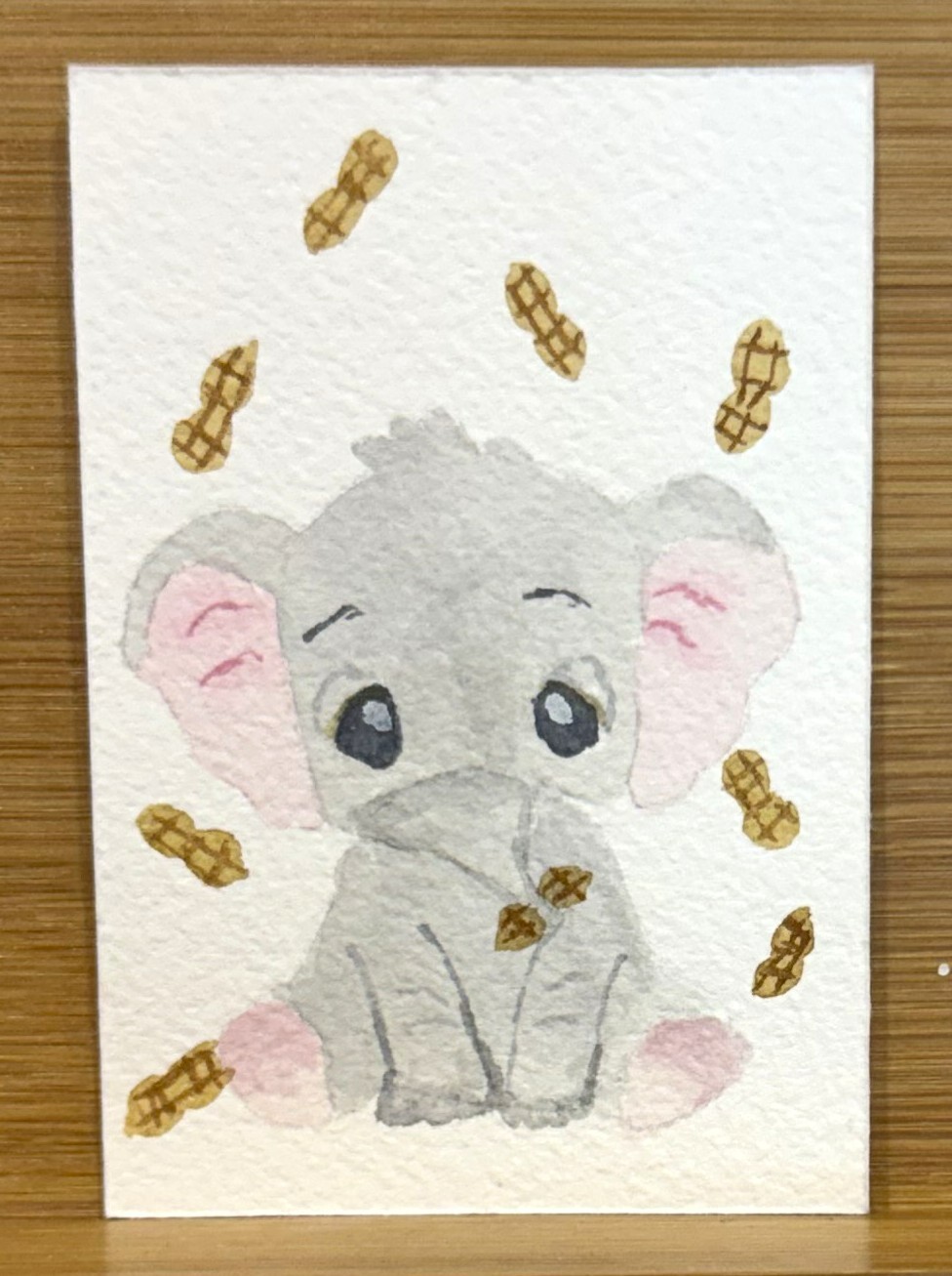 Original ACEO Watercolor Baby Elephant Painting Cute Nursery Animal OOAK