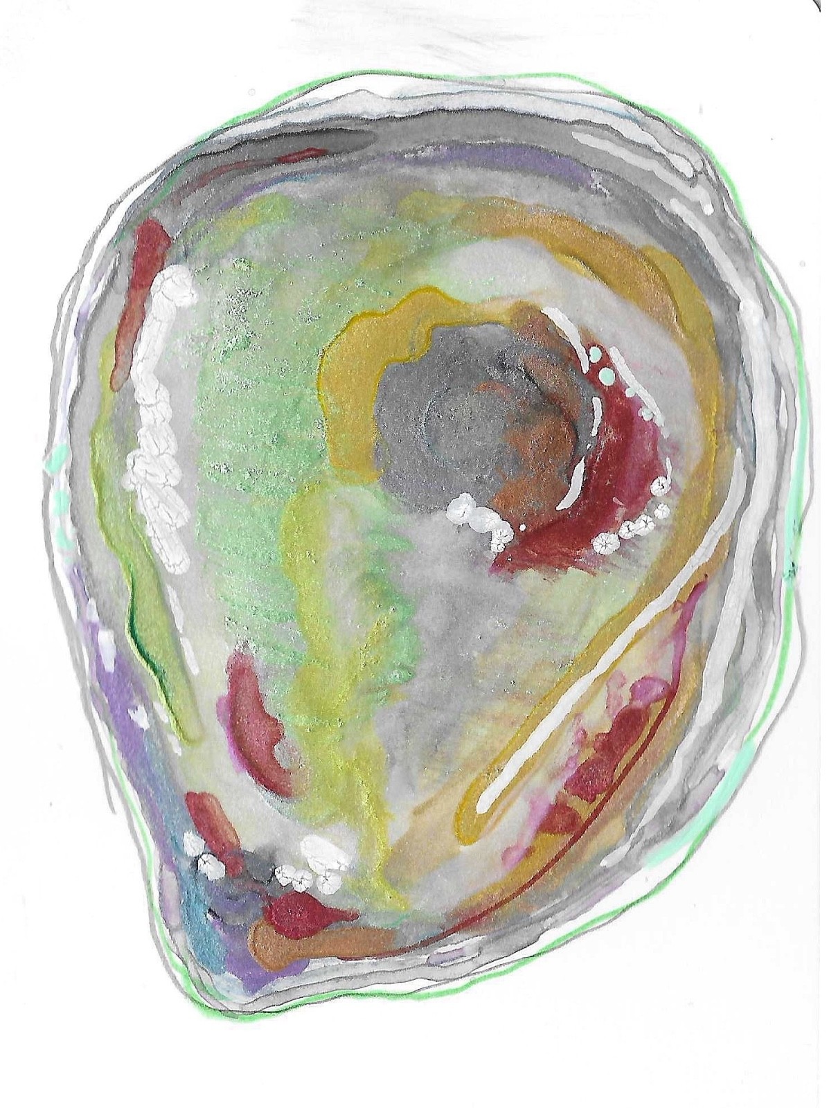 ACEO Oyster Watercolor Painting «Gay Little Oyster» Pride Series 2/100