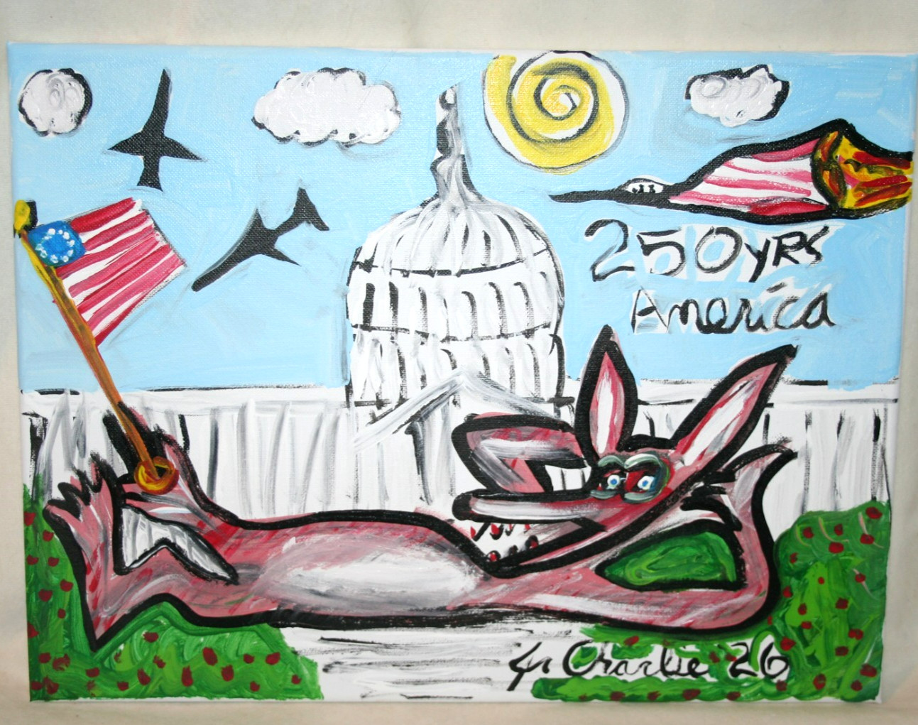250 YEARS AMERICA COYOTE CONGRESS JR CHARLIE FAST OUTSIDER POLITICAL FOLK ART