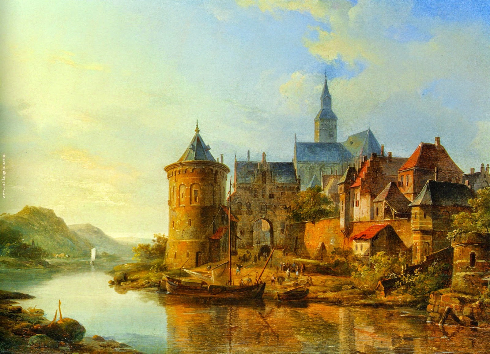 Oil Painting repro Springer Cornelis A View of a Town Along the Rhine