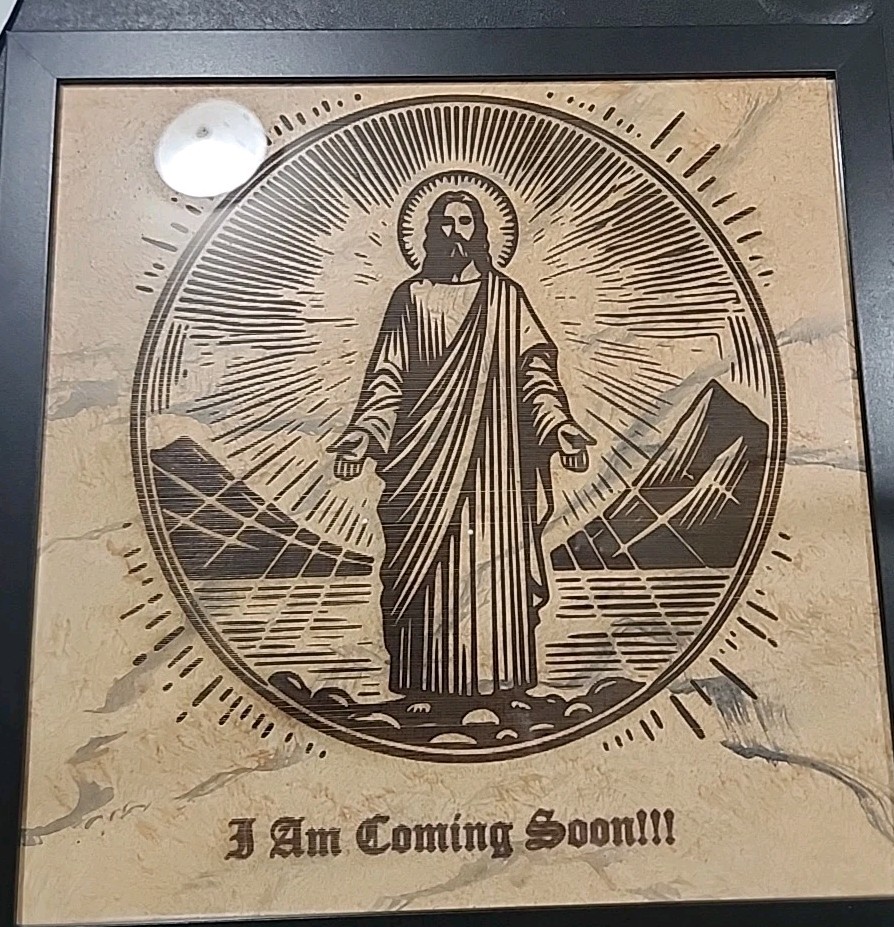 Jesus Christ Laser Wood Burn W/frame