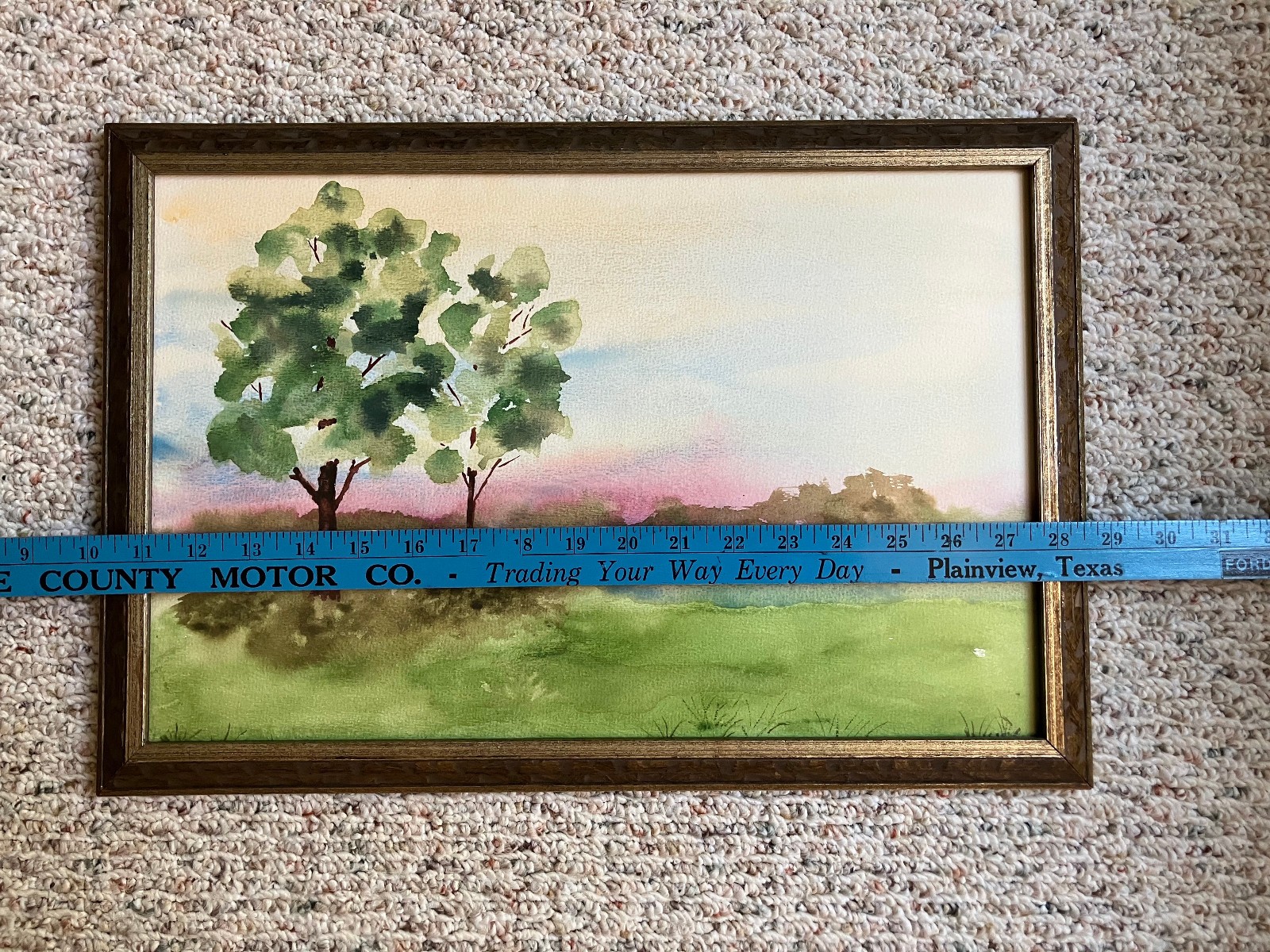 VTG 1960s-70s Original Watercolor Landscape (~12×18) in VTG Frame; Trees, Water