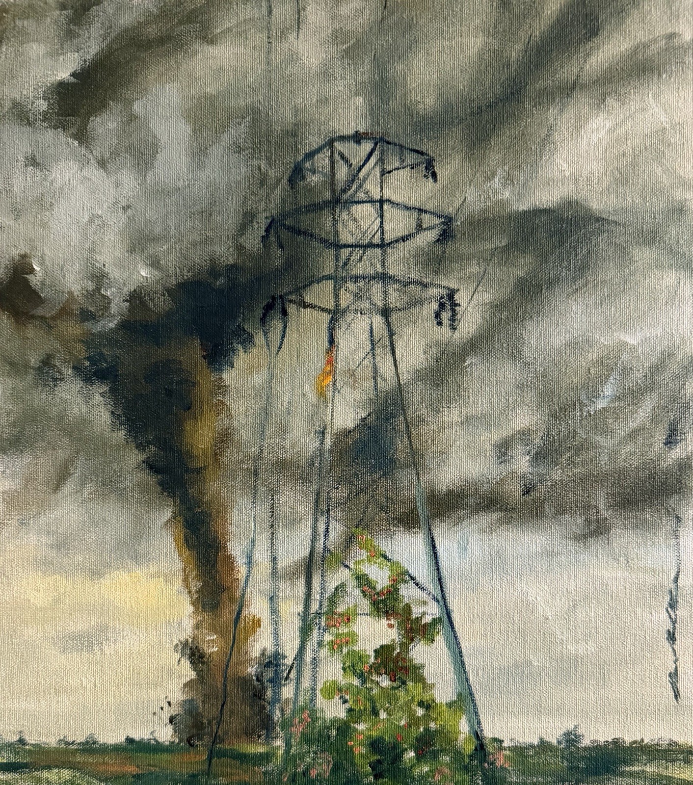 Tornado Storm Art original oil painting on canvas signed Daniel W Green