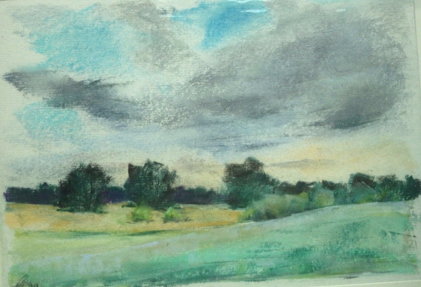 Franz Ehmke *1928 -2018 DDR Painter ° «Fields near Lübars» 21.6.1999