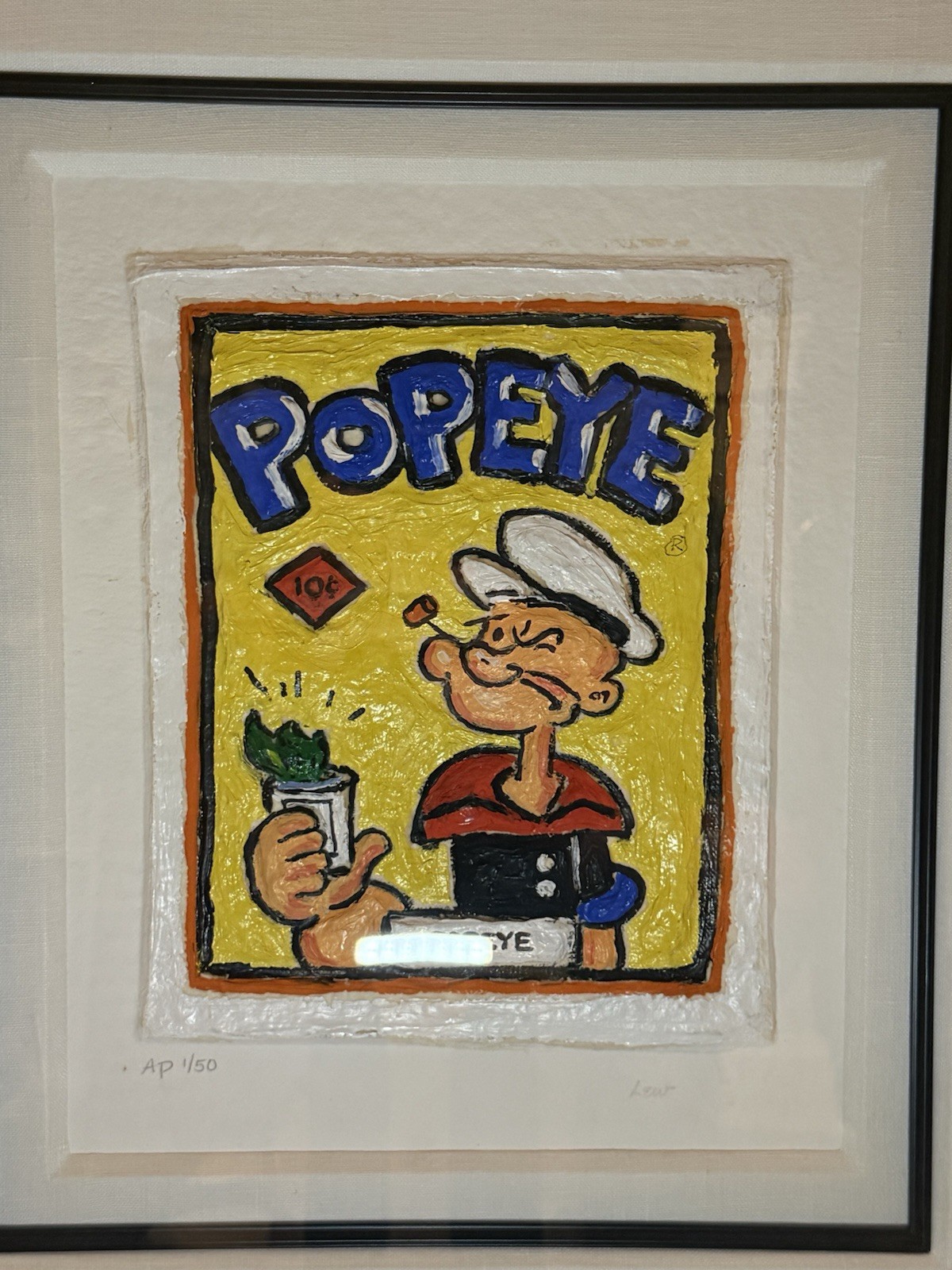 Leslie Lew Sculpted Acrylic Paintings on Canvas Popeye