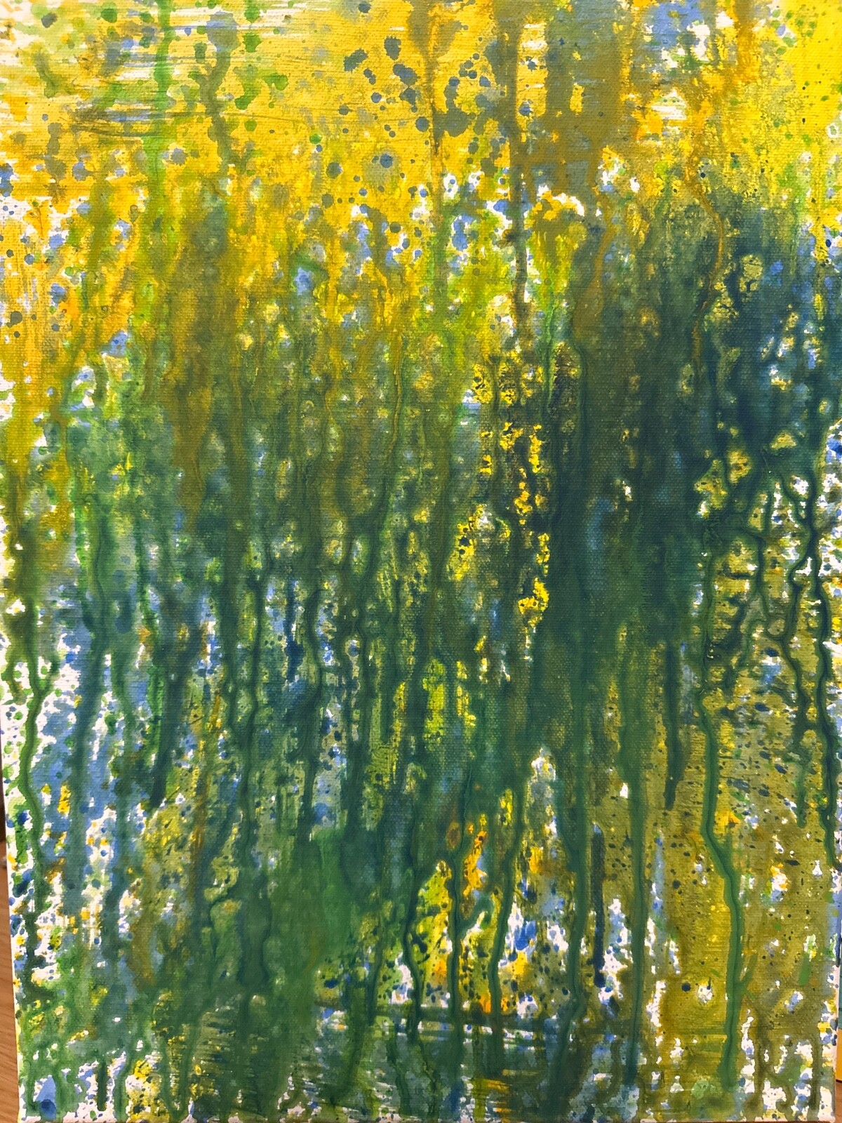 7 year old artist 12 x 16 blue/green/yellow