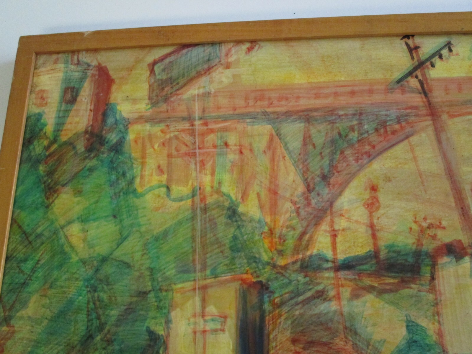 CROZIER PAINTING 1964 URBAN REGIONALISM AMERICAN MODERNISM RAILROAD TRAIN TRACKS