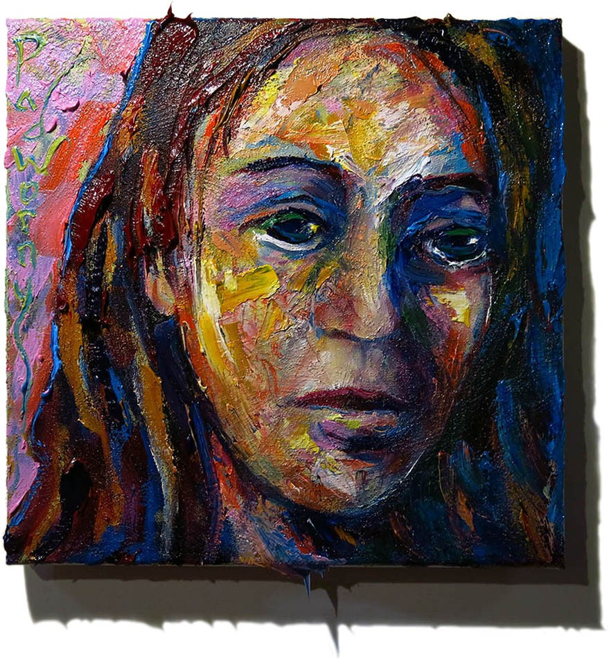 ORIGINAL OIL█PAINTING VINTAGE█ART SIGNED POP OUTSIDER BEACH█WOMAN GIRL HAT FAUVE