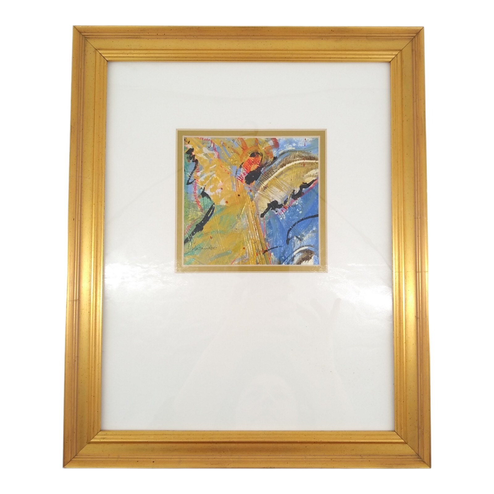 Carole Rae Watanabe Original Angel Abstract Oil Painting Framed Matted 16x13in