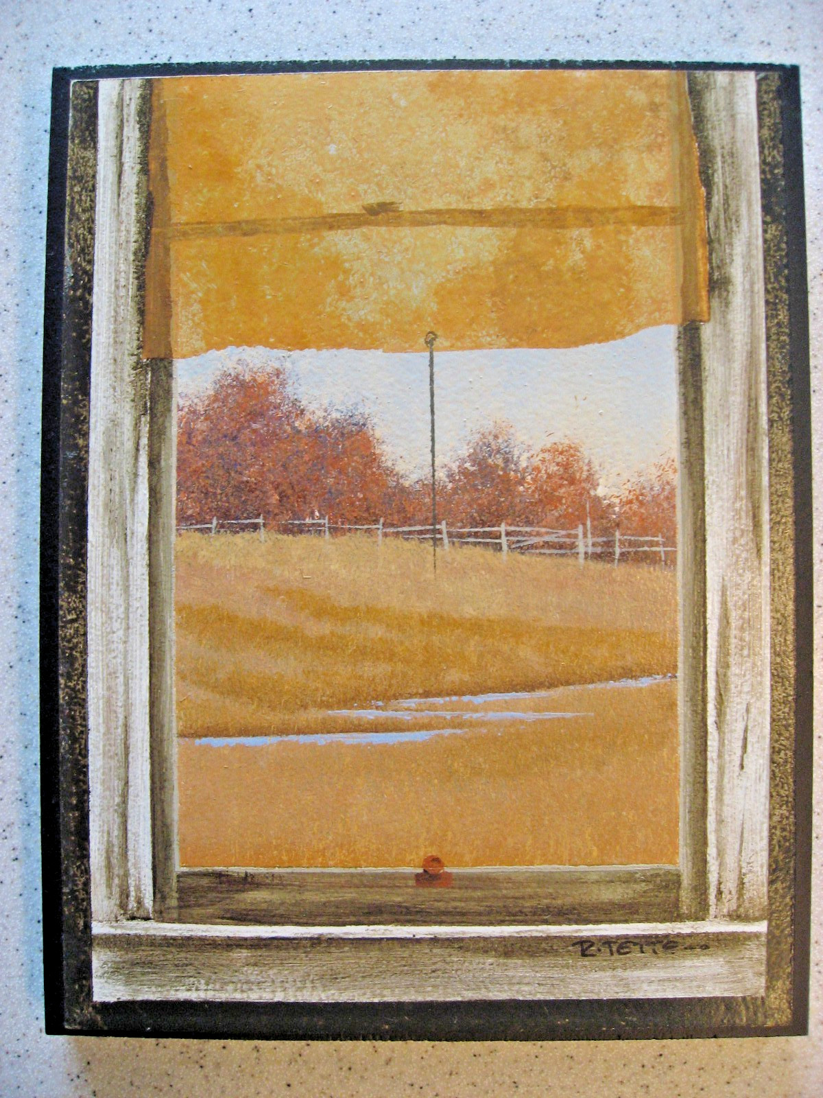 Vintage Richard Tette Oil Painting on Board Titled «Little Window #3»
