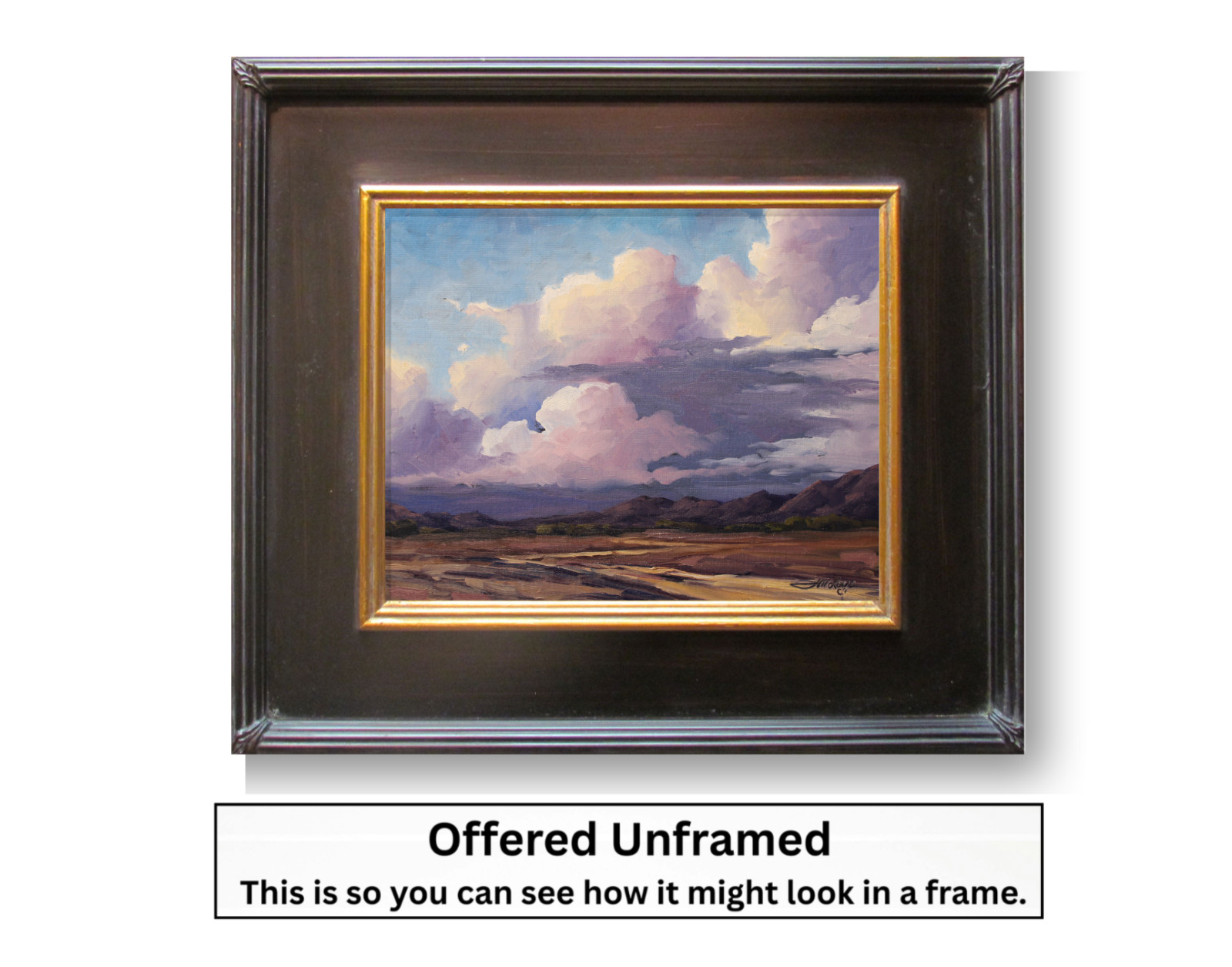 Jeff Love Art Original Oil Painting Landscape Southwestern Purple Sunset Clouds