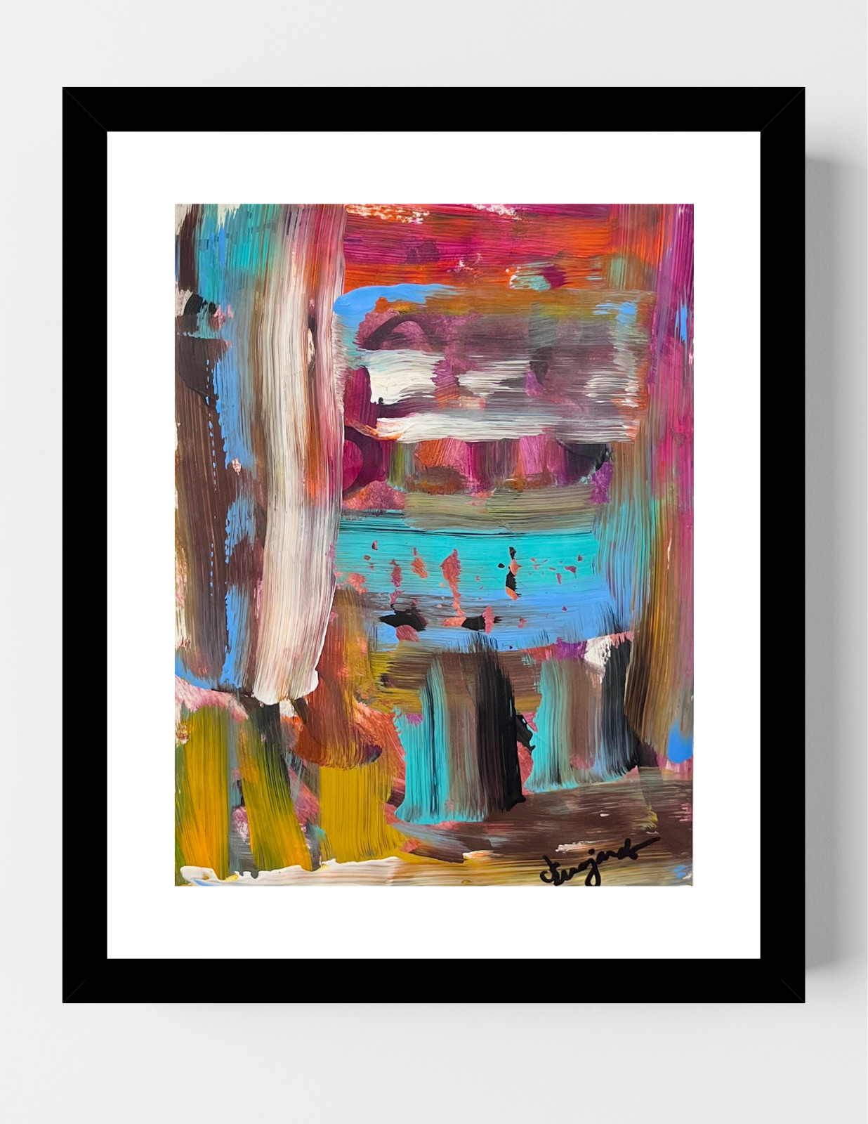 GUAJARDO Original Abstract Expressionism Peace 12X9 Paper Signed Art