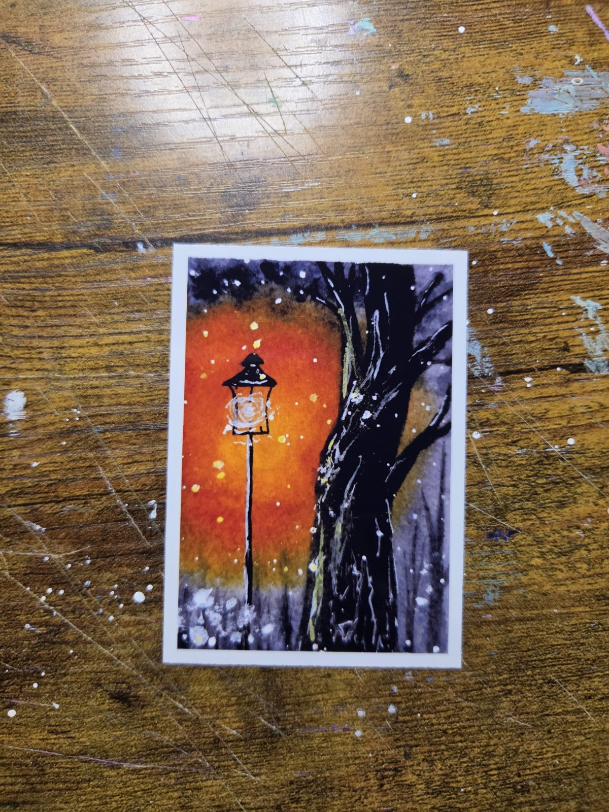 ACEO *Art Print Original Watercolor «Winter Forest» Hand Painted 2.5″ x 3.5″