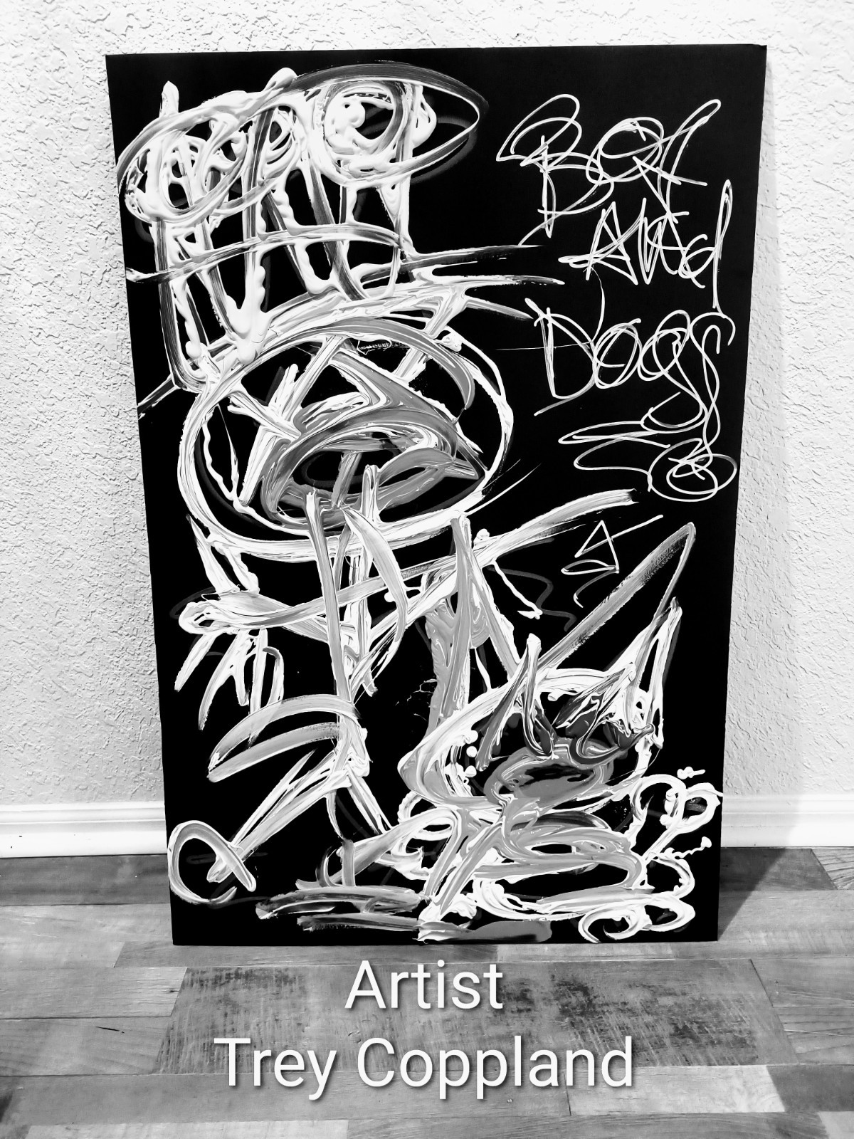 Trey Coppland, BOY And DOG Abstract Graffiti Acrylic, 24+36 in 2026, Signed