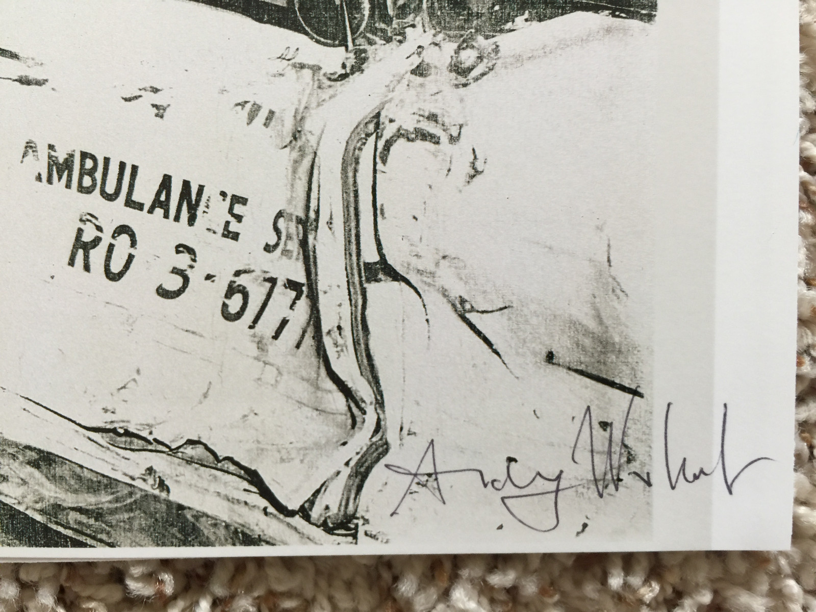 Andy Warhol, signed print, «Ambulance Disaster, 1986 – COA