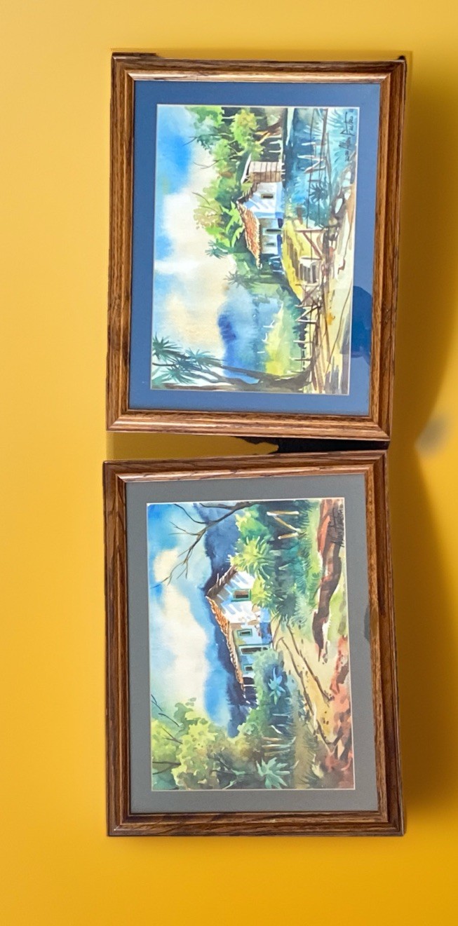 Lot 2 ORIGINAL WATERCOLOR LANDSCAPE PAINTING SIGNED ALLAN CASTRO GLASS FRAMED