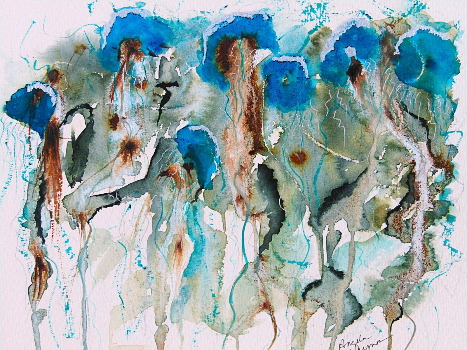 » Floating Jellie Fish » Watercolor – OOAK painting.