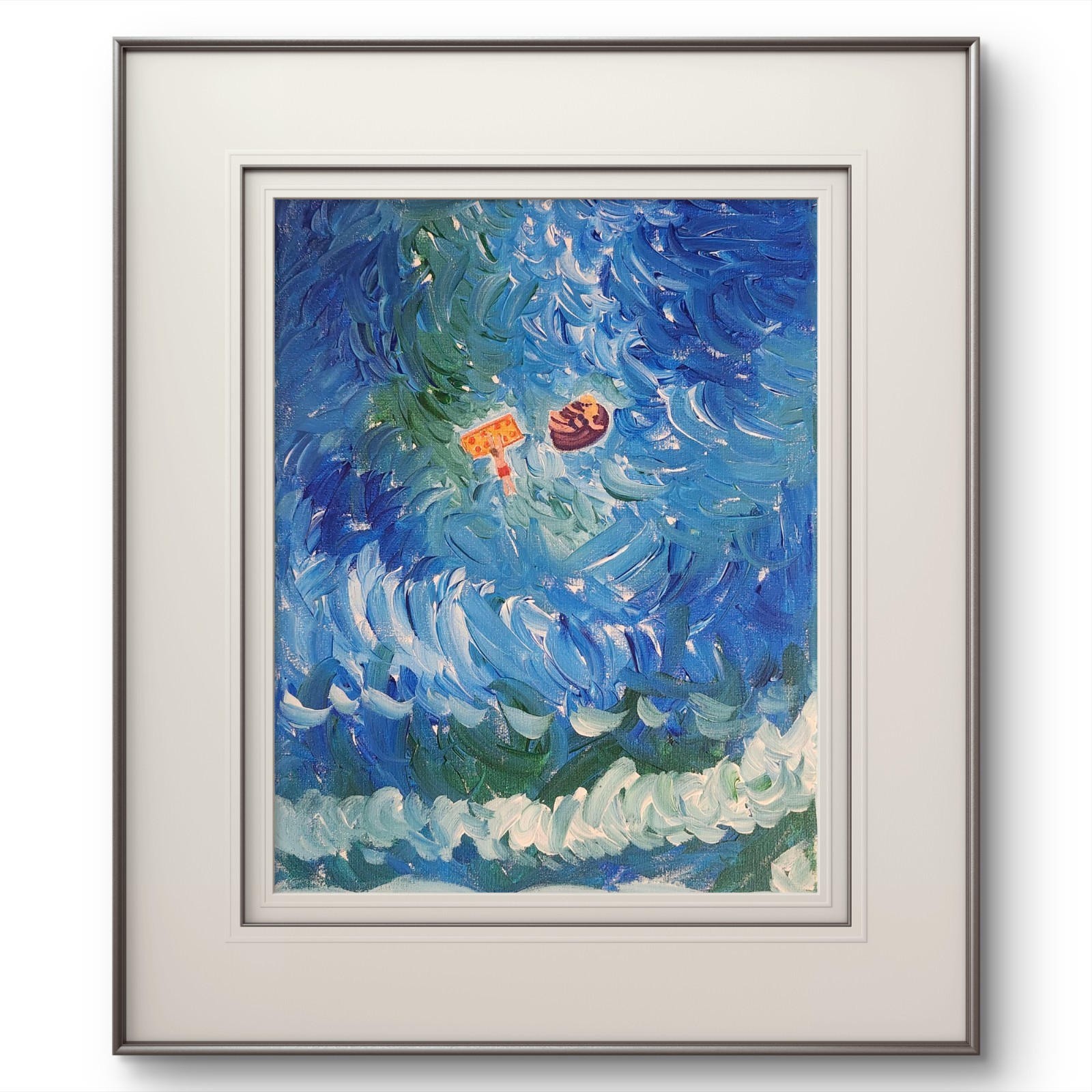 Ocean Swim With Best Friend Vibrant Seascape Expressionism Painting 11x14Canvas