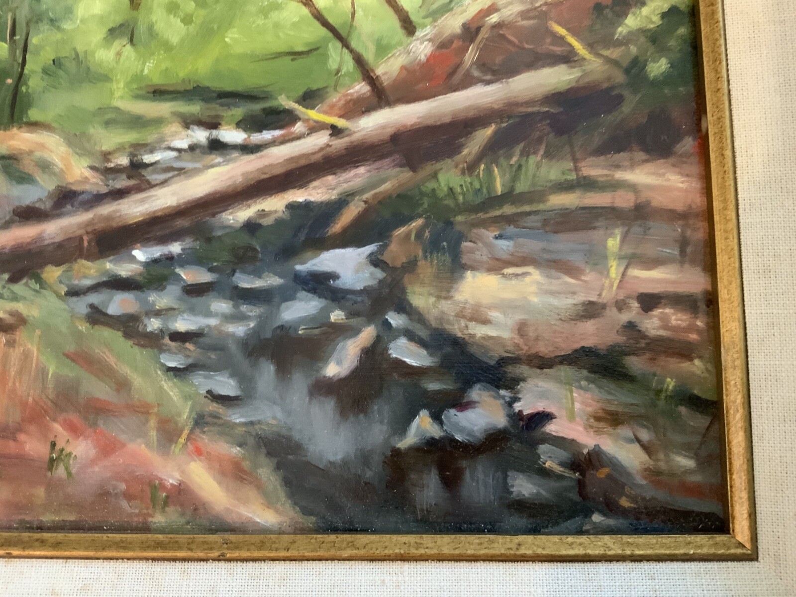 A Schatz Fallen Tree at Avalon Oil Painting 9.5” x 7.5”