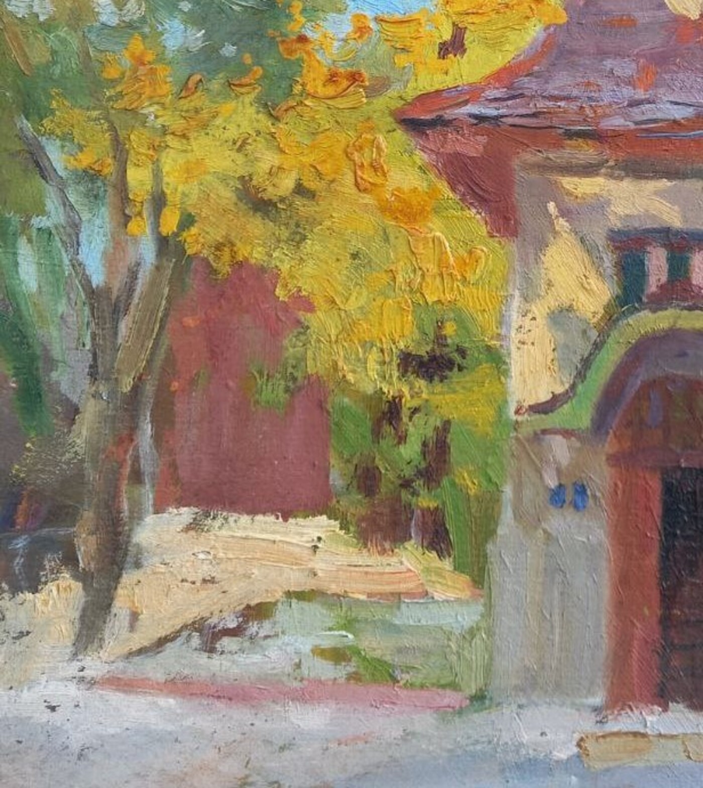 Oil painting Street Ukrainian painter Unframed Decor original landscape art