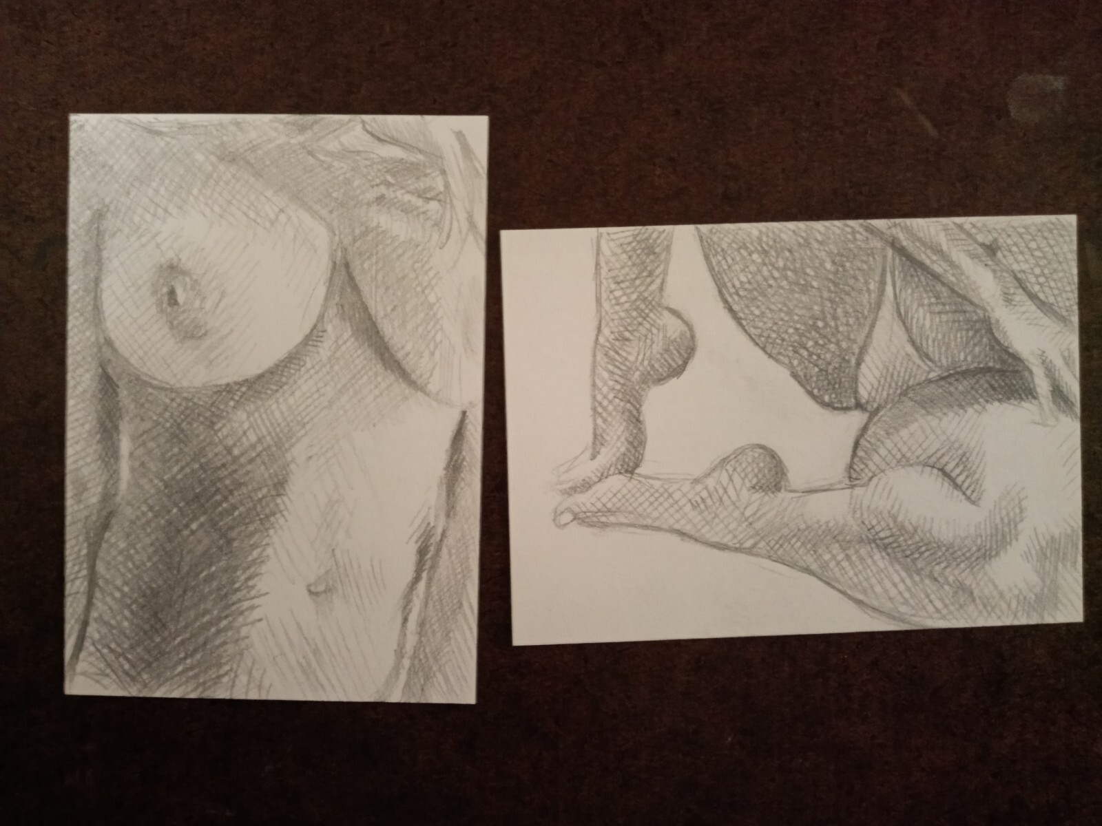 Lot of 2 Female Sexy ACEO Art Sketch 2.5″x3.5 Risque ATC #16