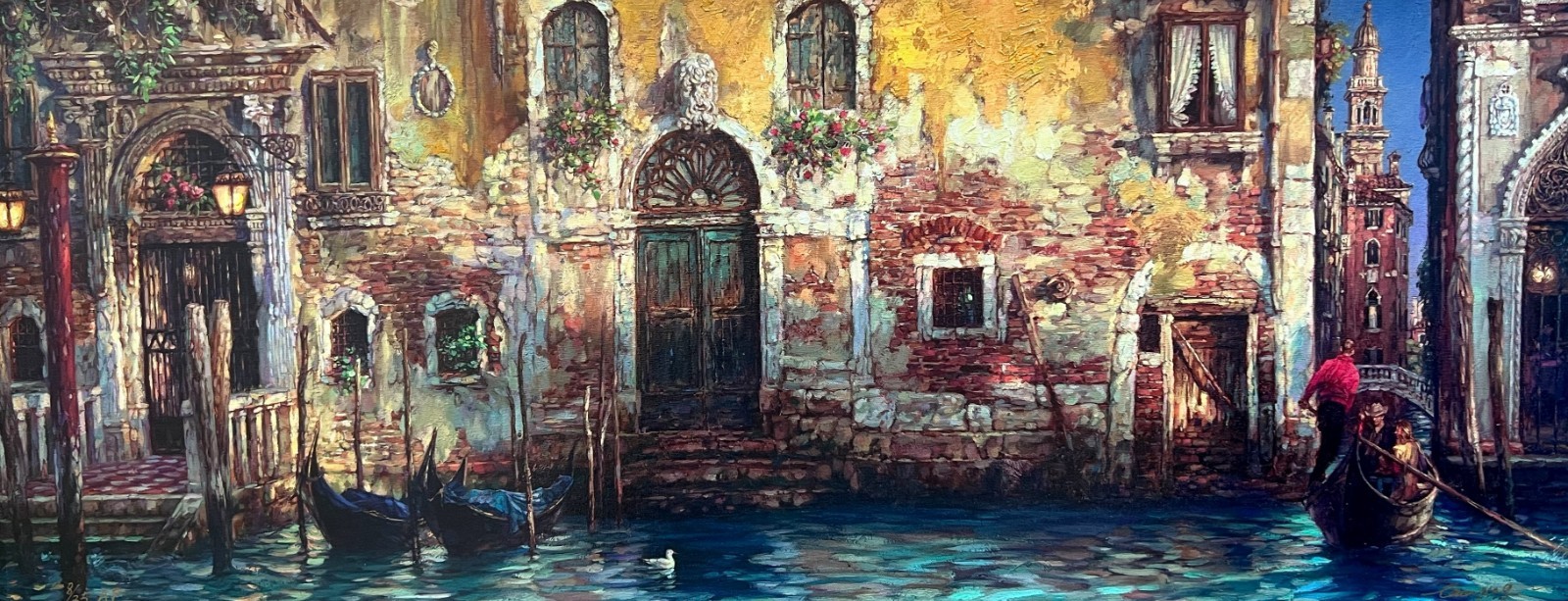 CAO YONG – MORNING IN VENICE – A/P 14″ x 33″ ARTIST HE GICLEE CNVS w/COA