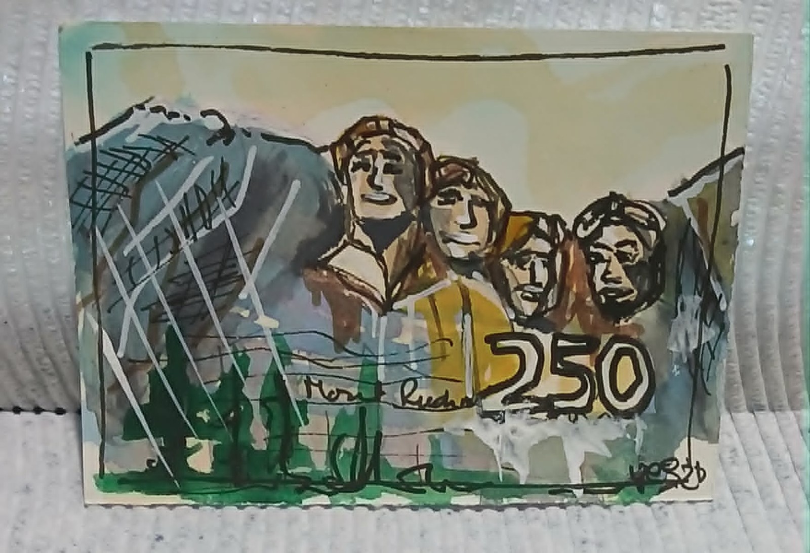 OOAK ACEO – “Rushmore 250” – Loose Watercolor Abstractism Miniature
