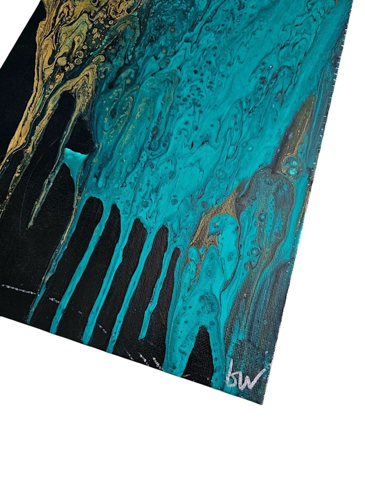 Abstract Drip Painting on Flat Canvas Panel – 9×12″