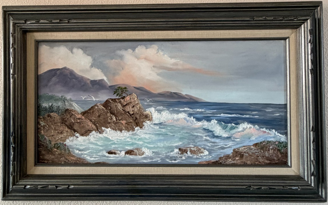 Original California Coastal Landscape Oil Painting Signed Framed Ocean Seascape