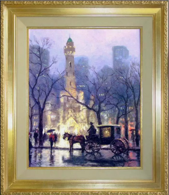 Thomas Kinkade Chicago The Water Tower 20×16 I/P Oil on Canvas Painting