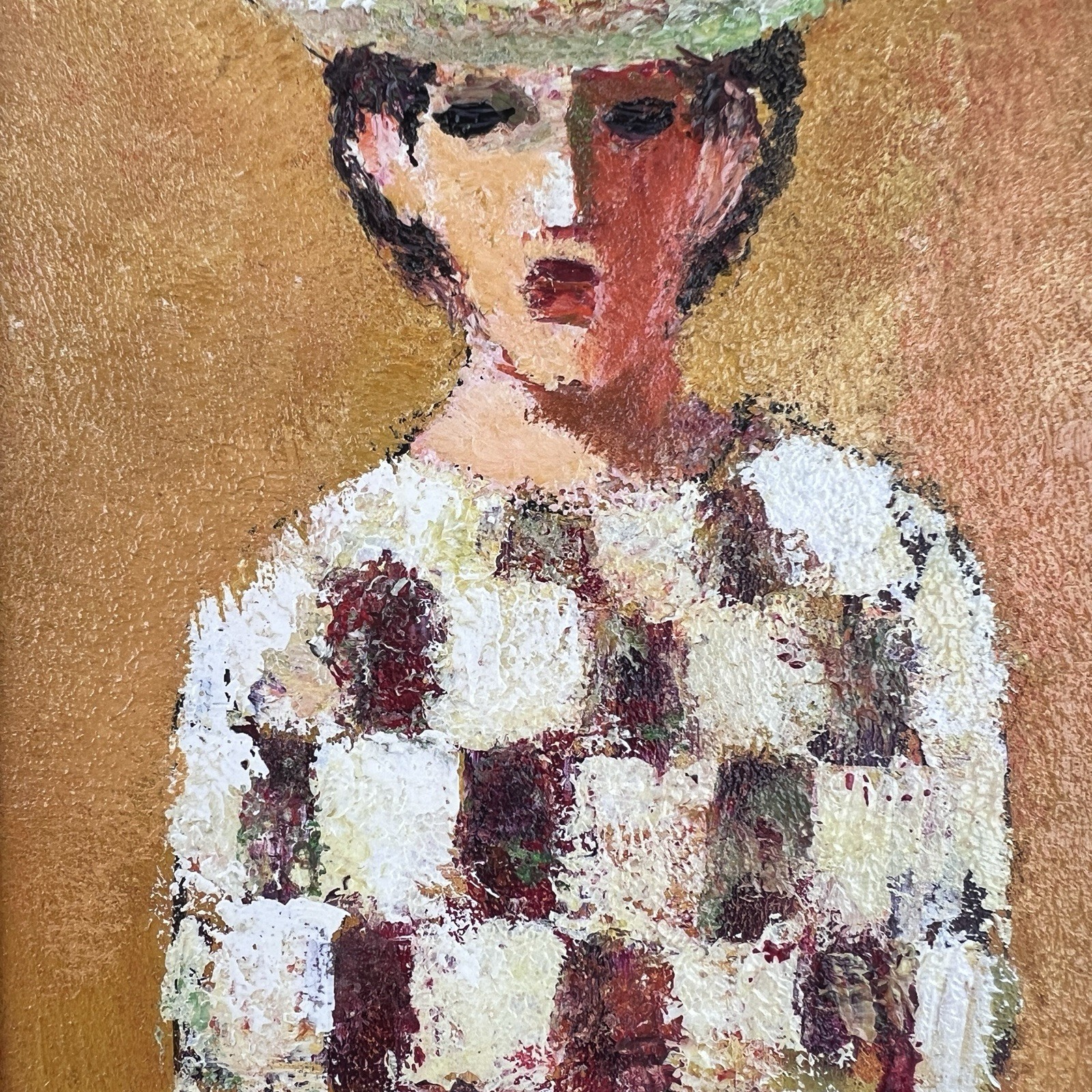 Mid Century Painting Stylized Man Signed G Venson 17in